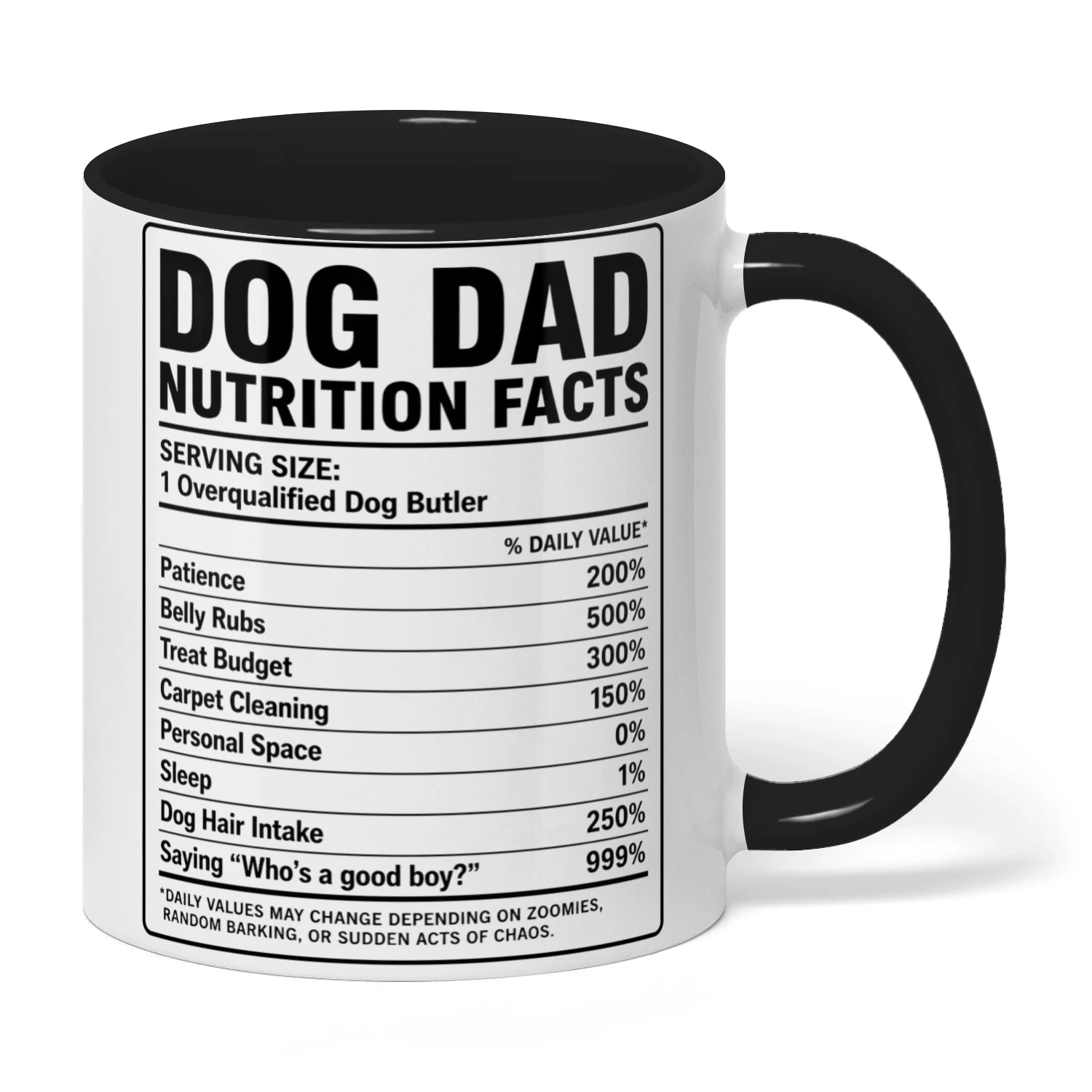 Dog Dad Nutrition Facts – Overqualified Dog Butler Funny Dog Owner Graphic | Dog Dad Gift for Pet Lovers