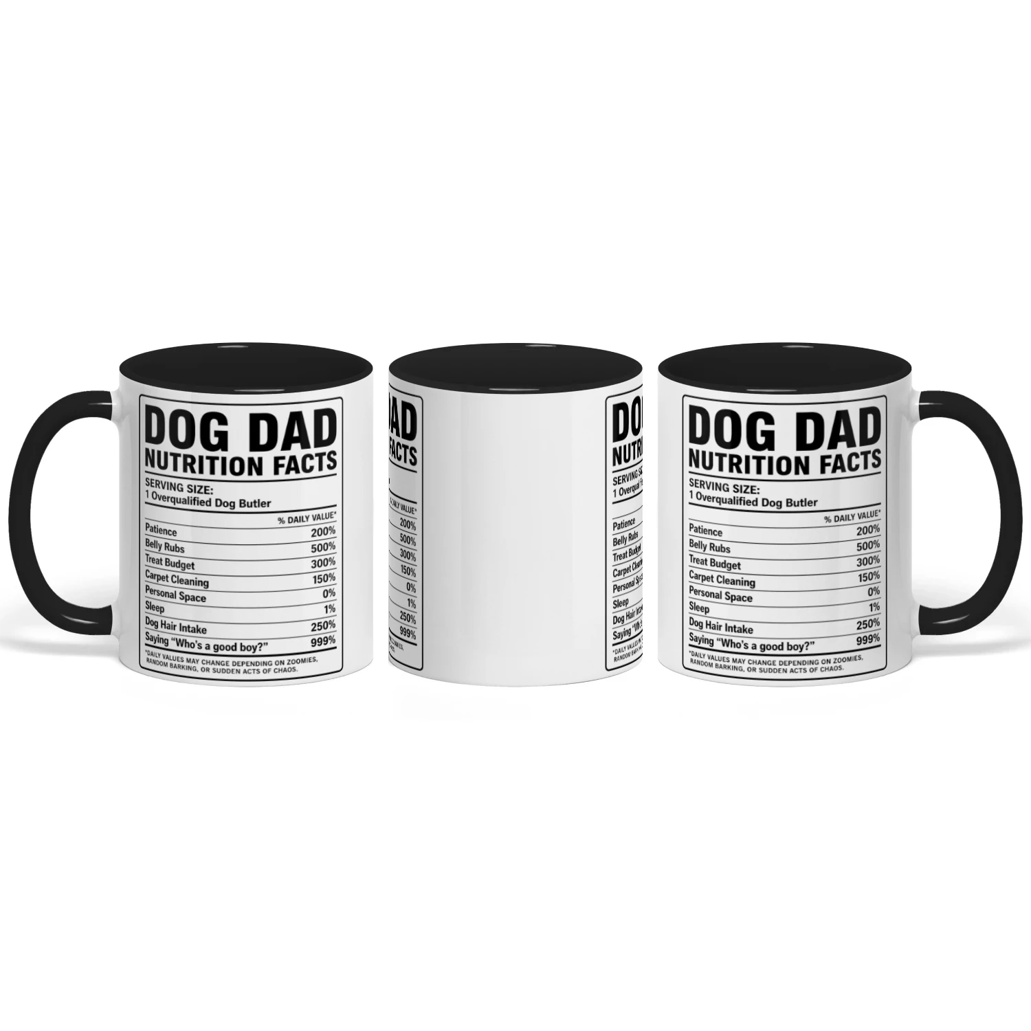 Dog Dad Nutrition Facts – Overqualified Dog Butler Funny Dog Owner Graphic | Dog Dad Gift for Pet Lovers