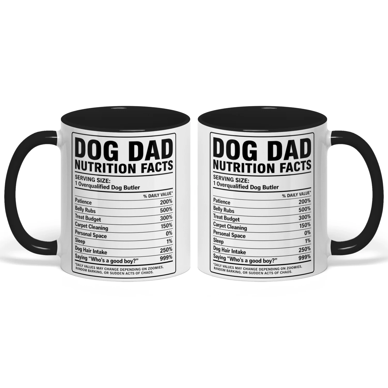 Dog Dad Nutrition Facts – Overqualified Dog Butler Funny Dog Owner Graphic | Dog Dad Gift for Pet Lovers
