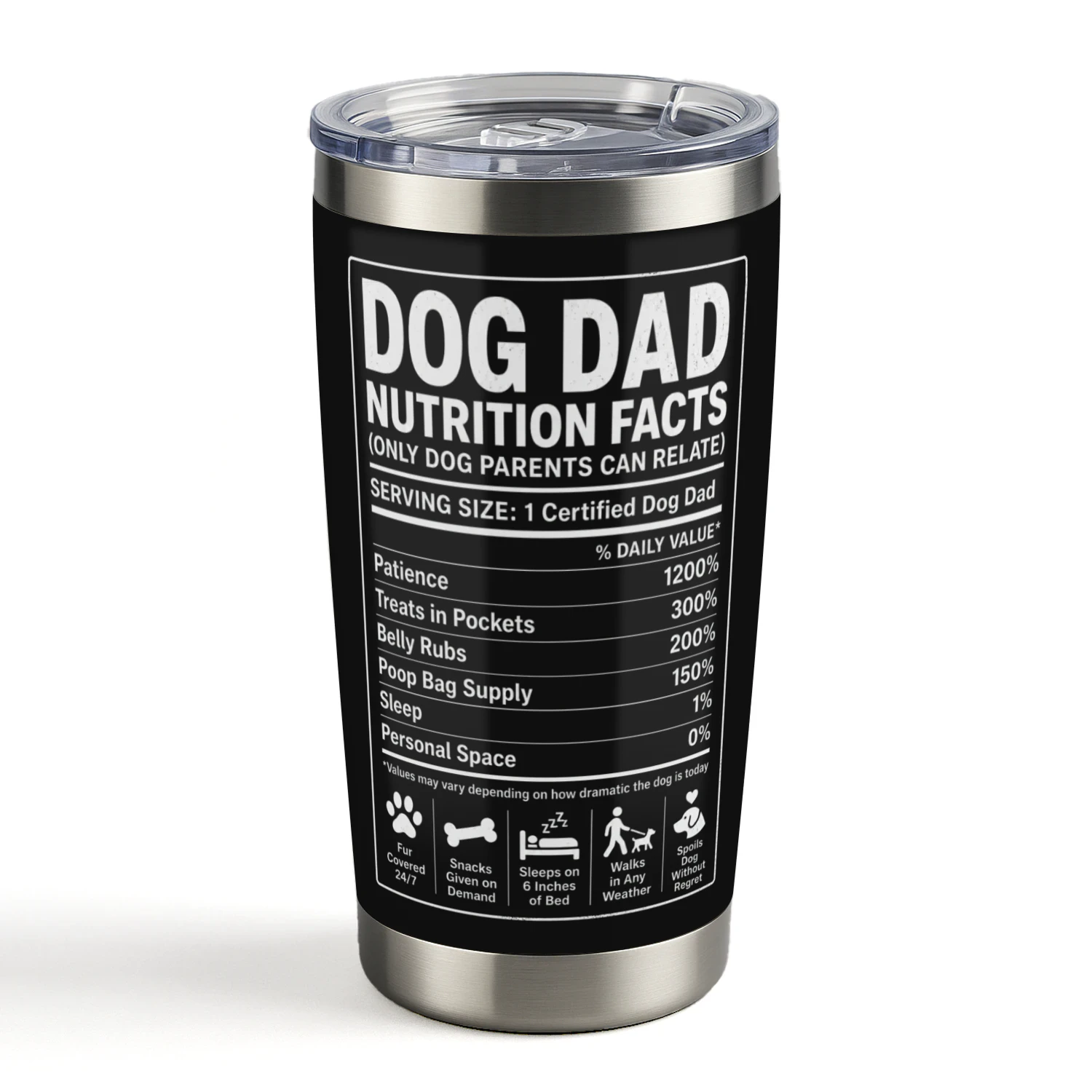 Dog Dad Nutrition Facts – Certified Dog Dad Funny Dog Owner Graphic | Dog Dad Gift for Pet Lovers