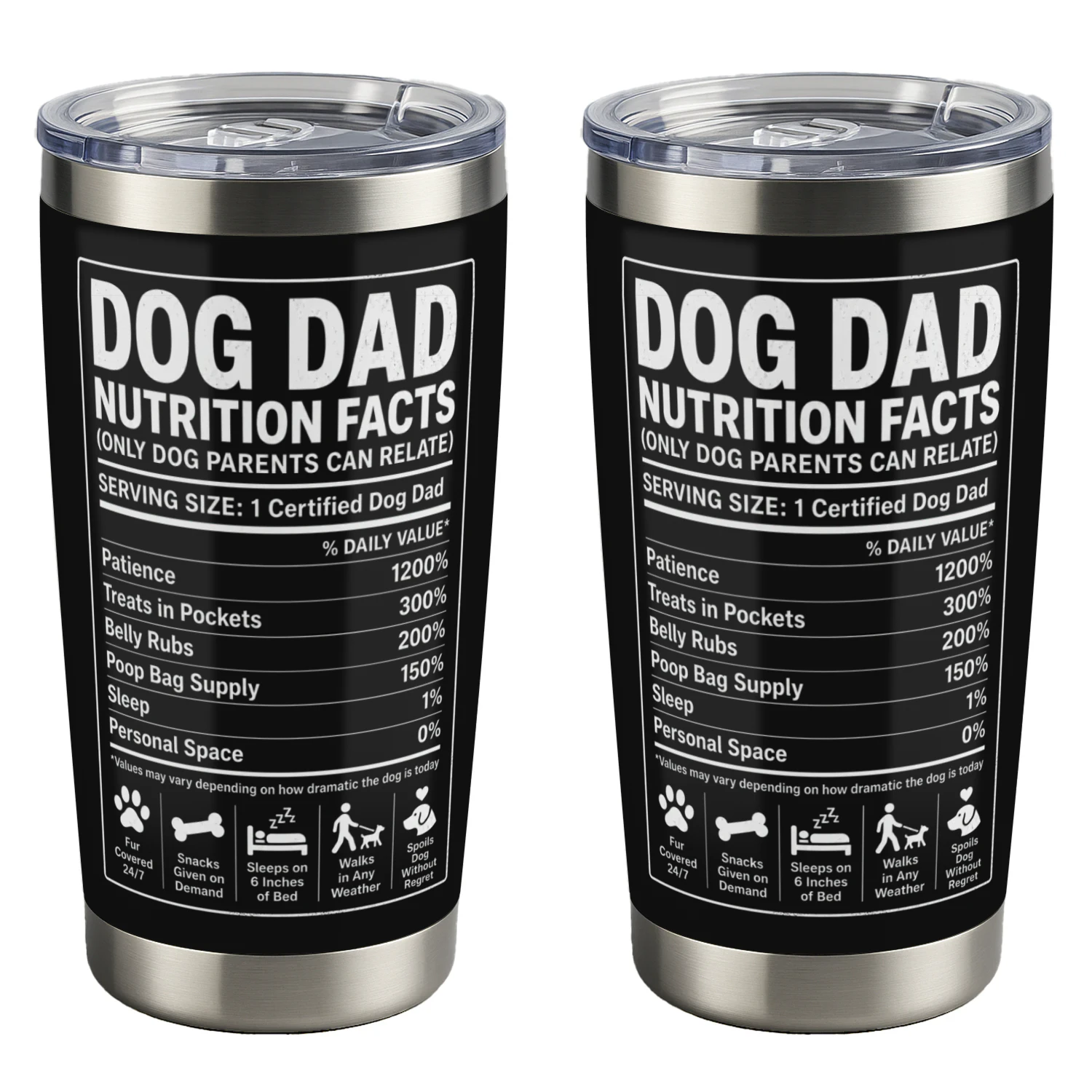 Dog Dad Nutrition Facts – Certified Dog Dad Funny Dog Owner Graphic | Dog Dad Gift for Pet Lovers