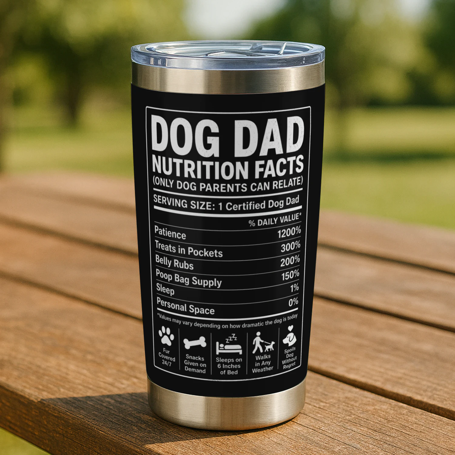 Dog Dad Nutrition Facts – Certified Dog Dad Funny Dog Owner Graphic | Dog Dad Gift for Pet Lovers