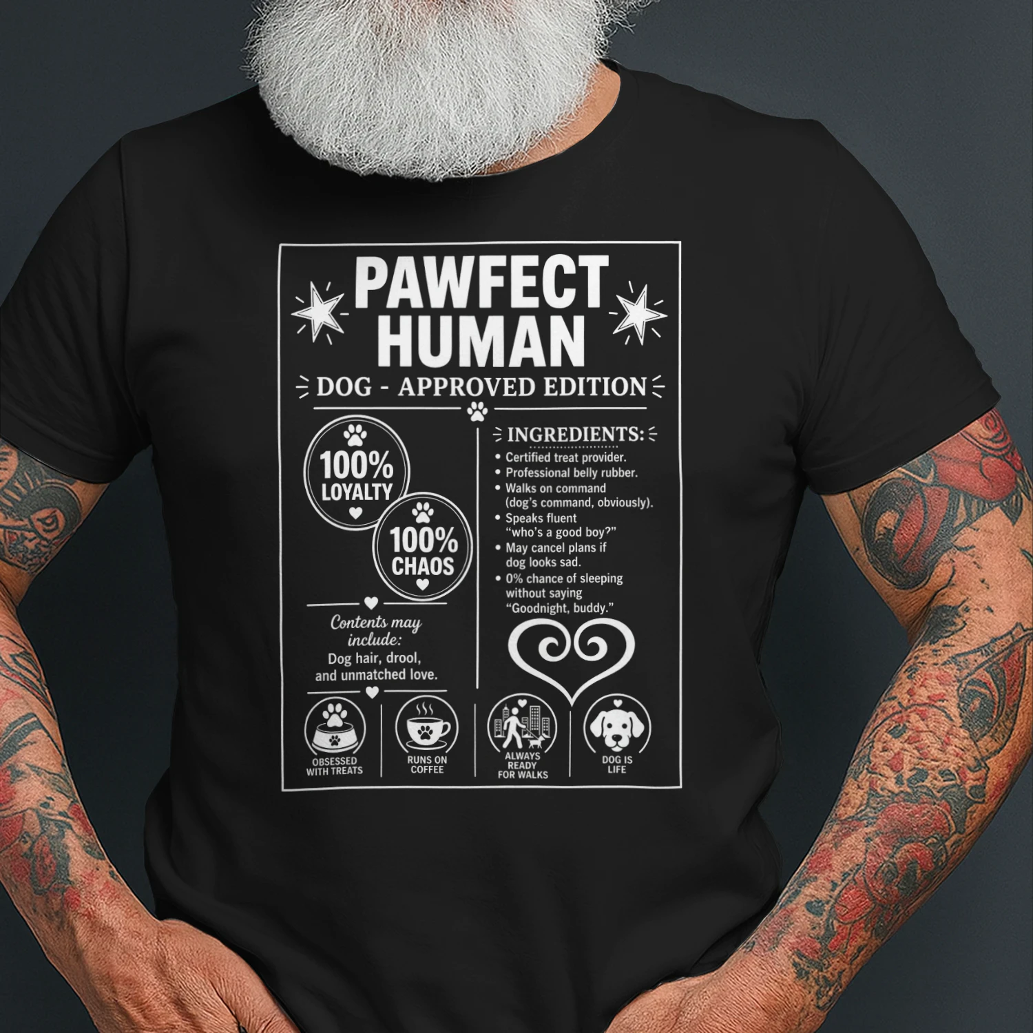 PAWFECT HUMAN Dog-Approved Edition | Funny Dog Lover T-Shirt, Mug & Tumbler Design