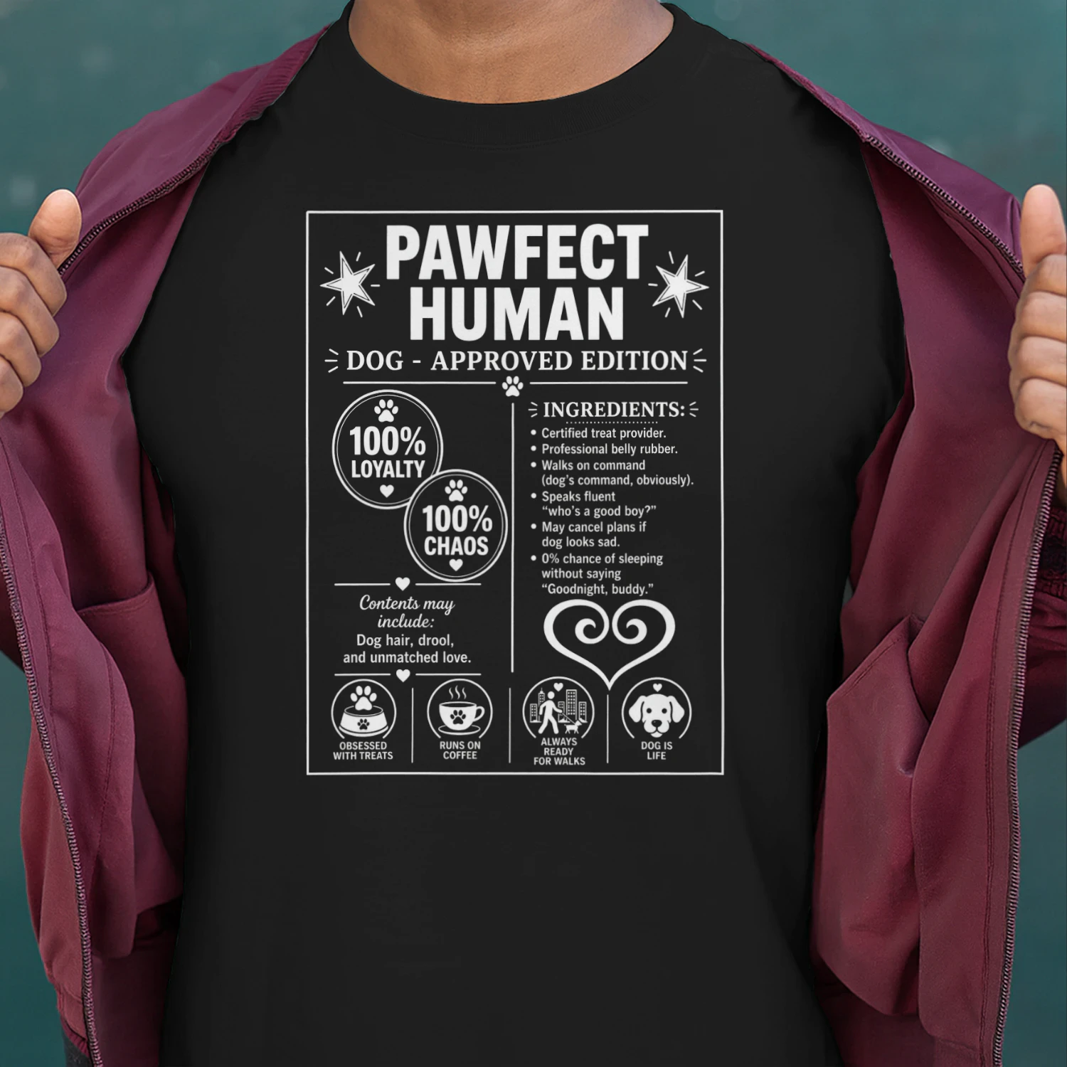 PAWFECT HUMAN Dog-Approved Edition | Funny Dog Lover T-Shirt, Mug & Tumbler Design