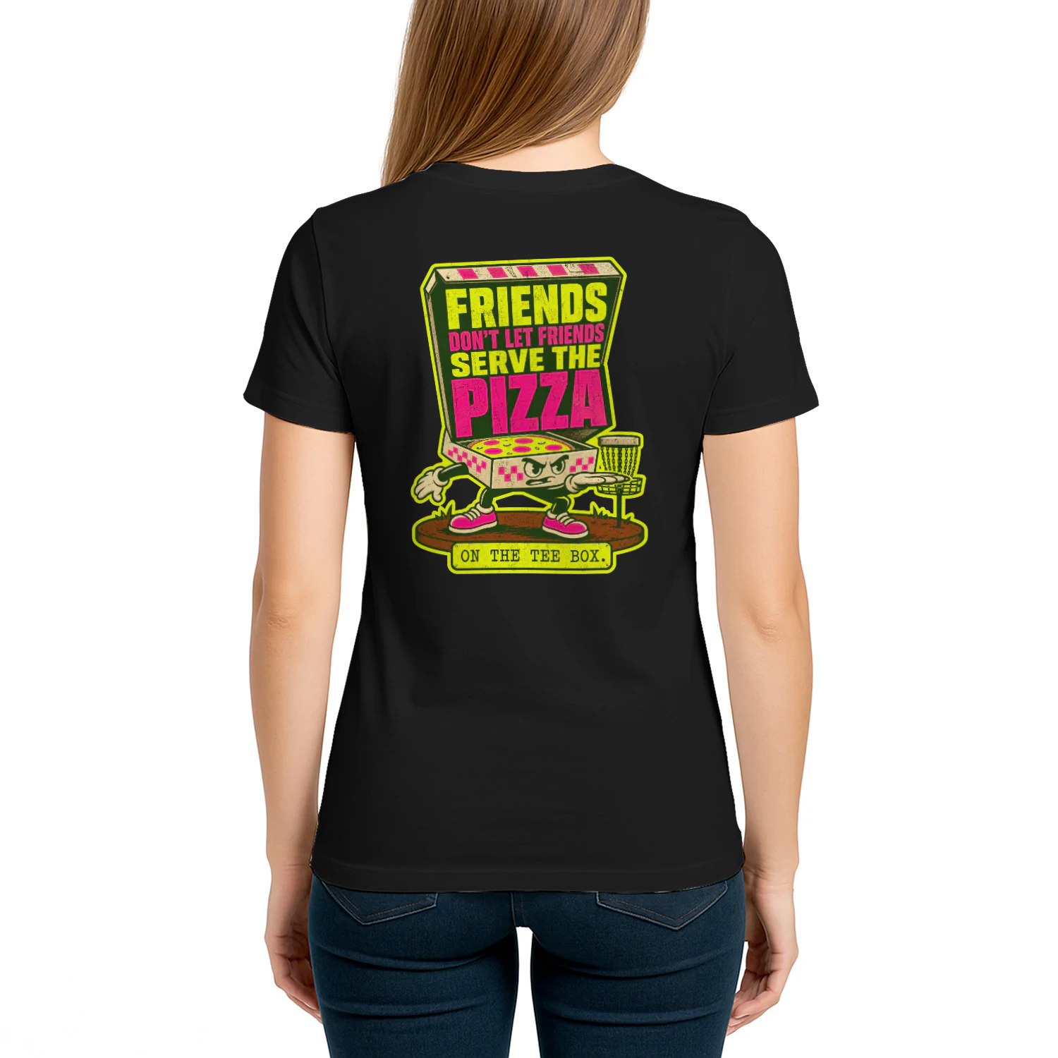 (Back) Disc Golf - Never Serve The Pizza - Golf Never Gift, Golf Never Humor, Golf Never Life, Golf Never Joke - Unisex T-shirt