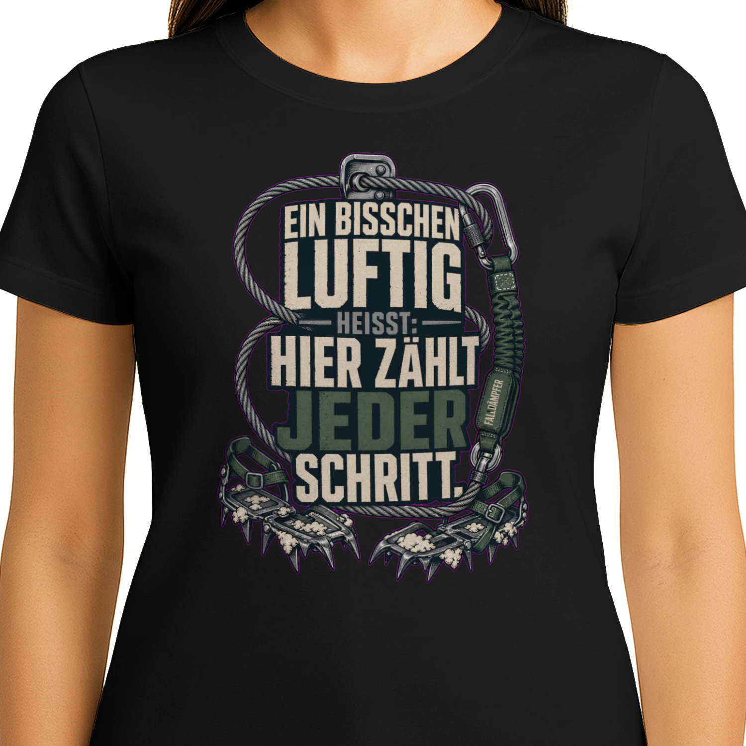 Ein bisschen luftig heißt: Hier zählt jeder Schritt. - Bergsteigen Spruch-Design