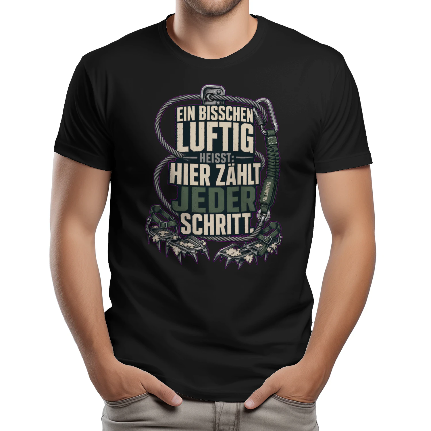 Ein bisschen luftig heißt: Hier zählt jeder Schritt. - Bergsteigen Spruch-Design