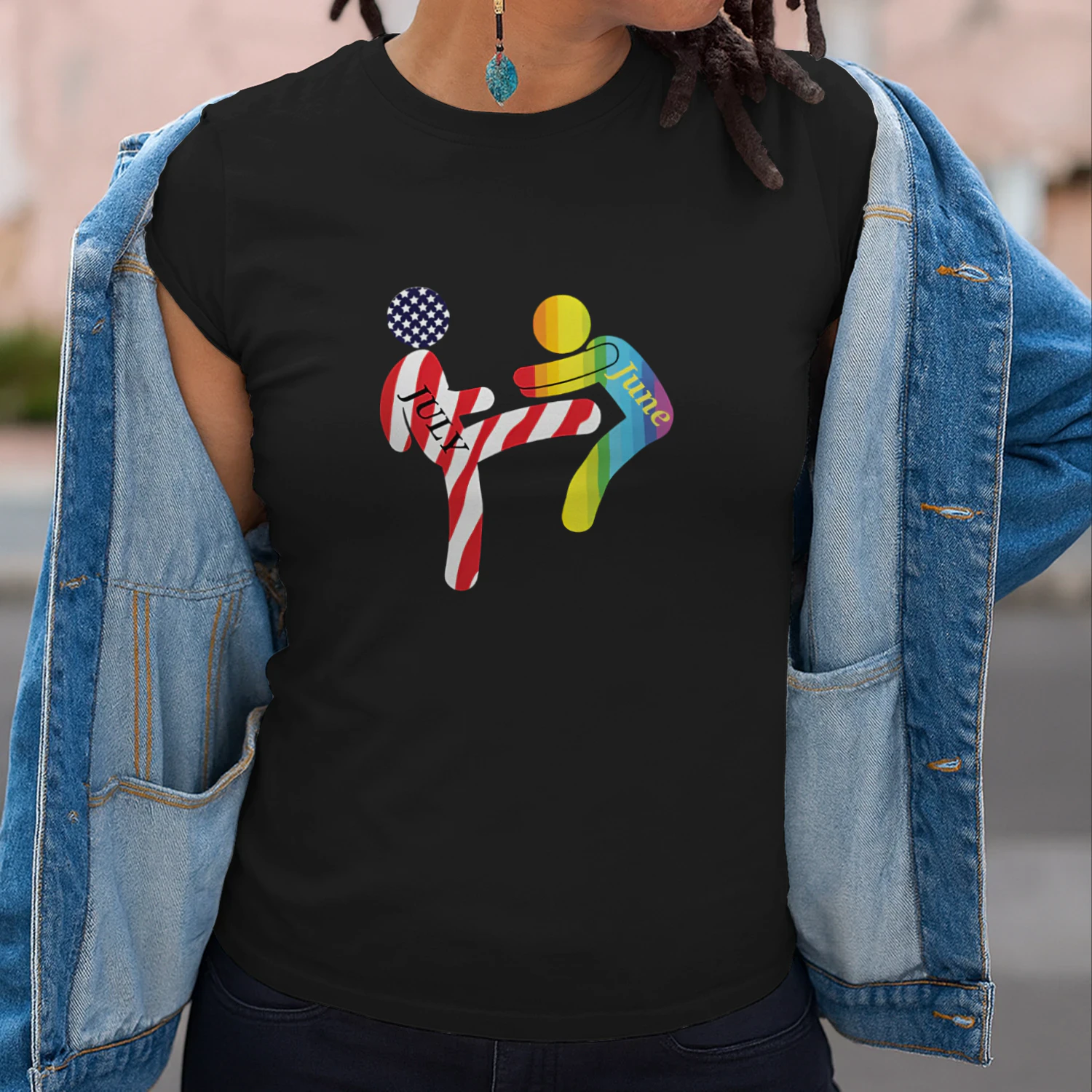 July Independence Kick June Pride Month Shirt
