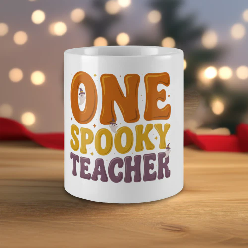 Retro One Spooky Teacher Groovy Halloween Mug