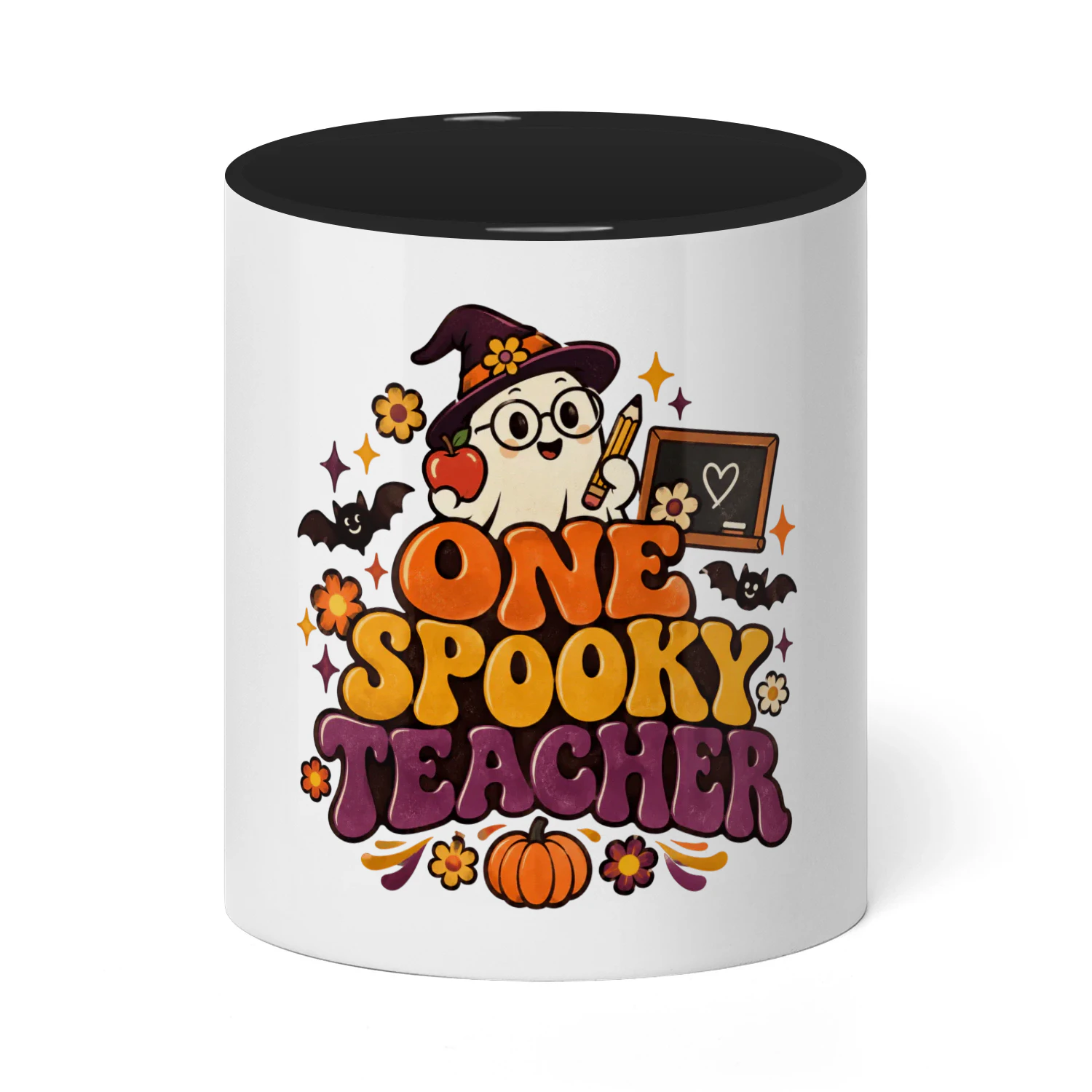Retro One Spooky Teacher Groovy Halloween Mug 