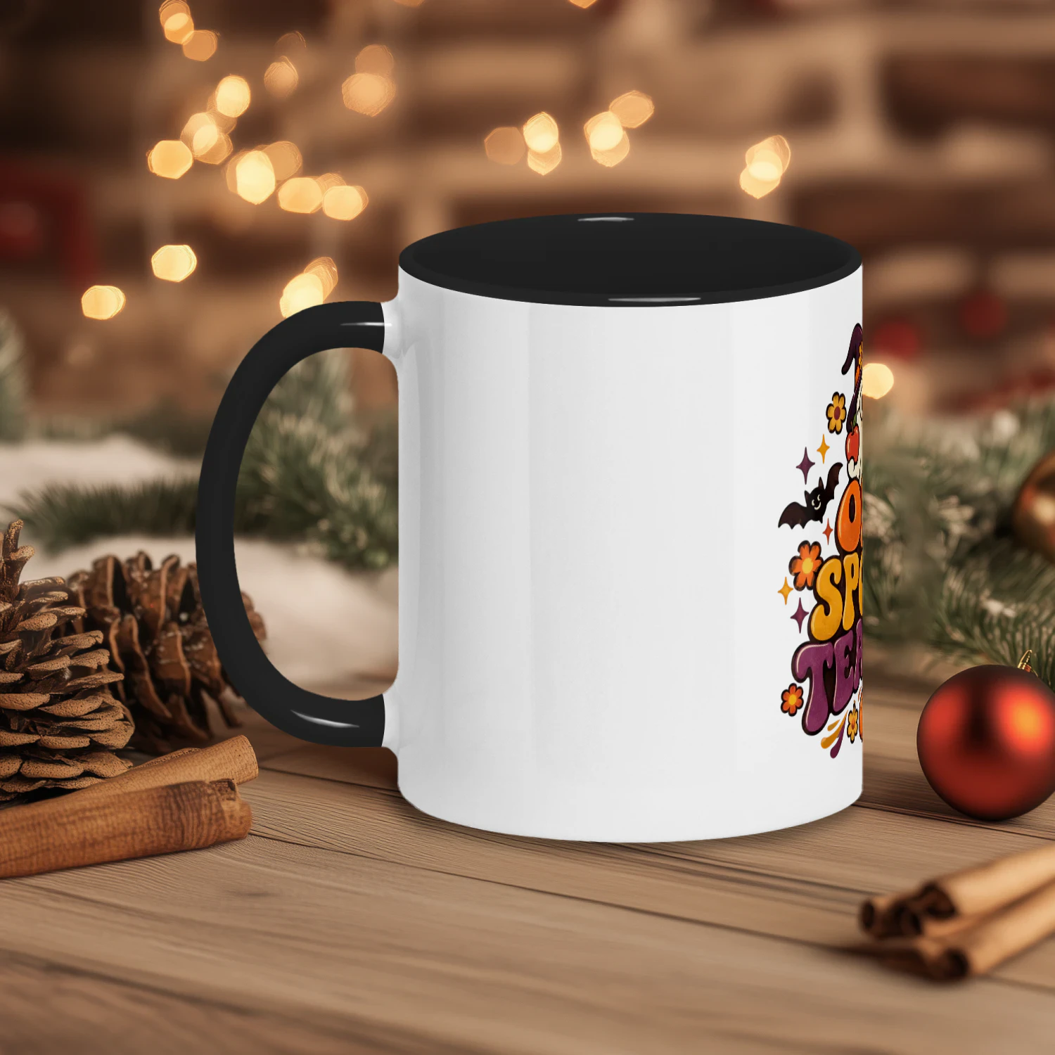 Retro One Spooky Teacher Groovy Halloween Mug 