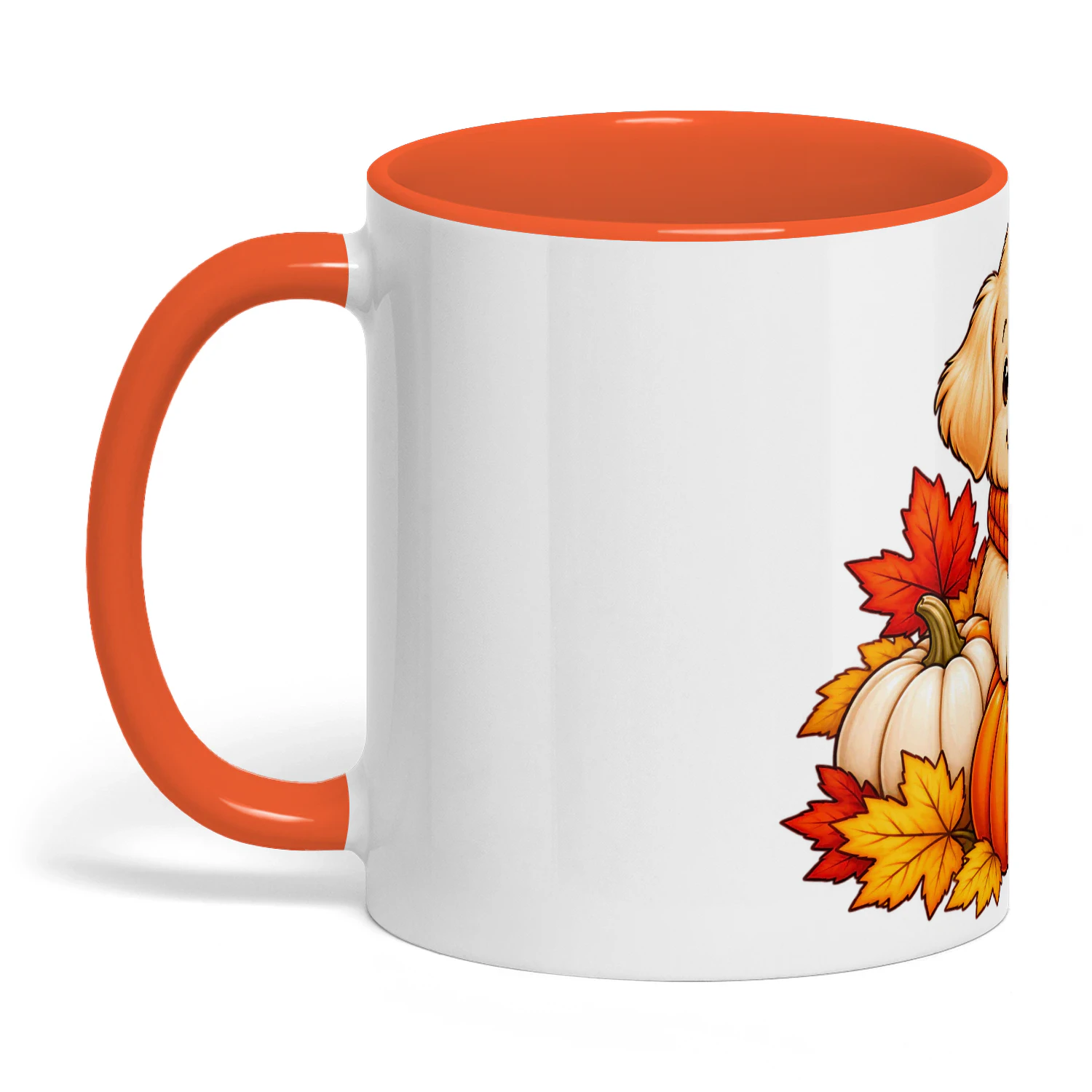 Golden Retriever Puppy Mug, Cute Fall Pumpkin Coffee Cup, Autumn Dog Lover Ceramic Mug Gift