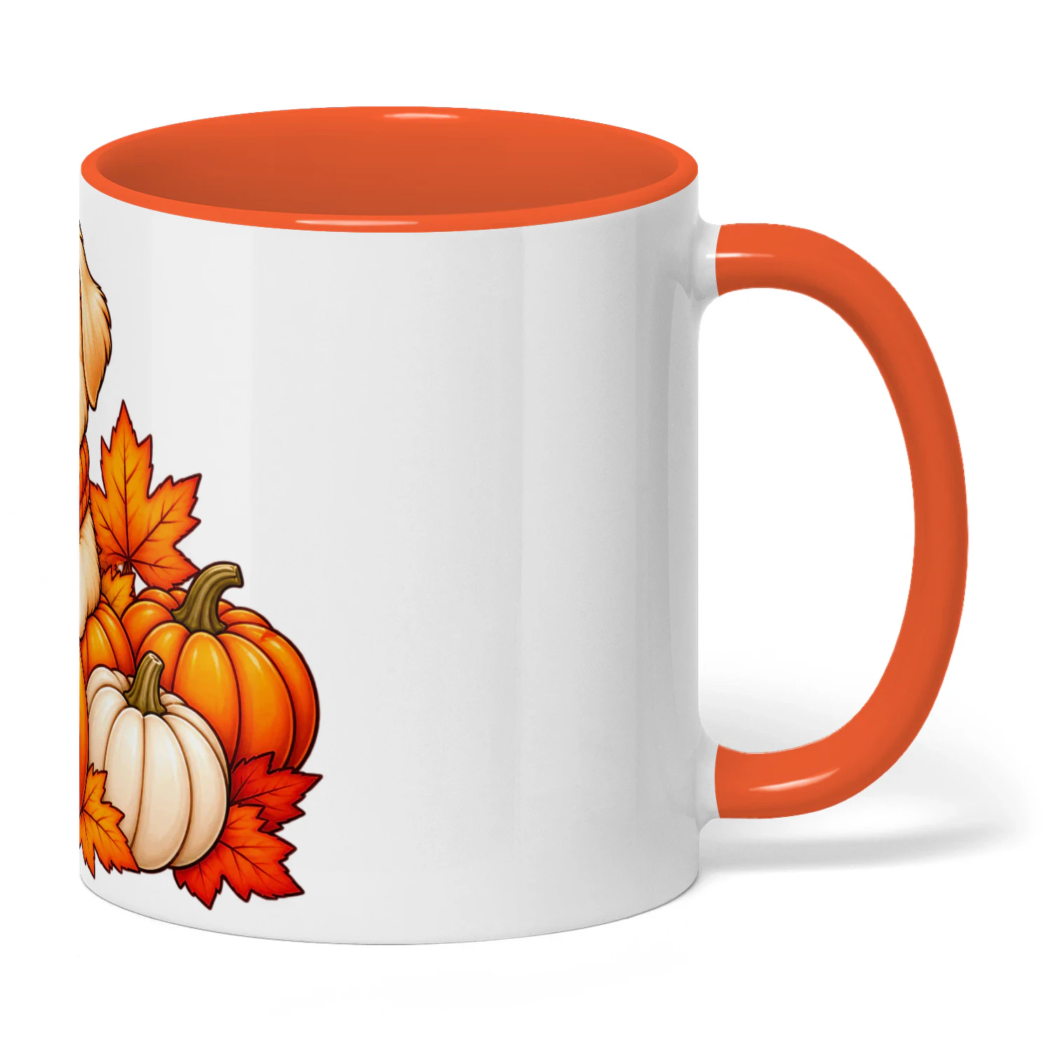 Golden Retriever Puppy Mug, Cute Fall Pumpkin Coffee Cup, Autumn Dog Lover Ceramic Mug Gift