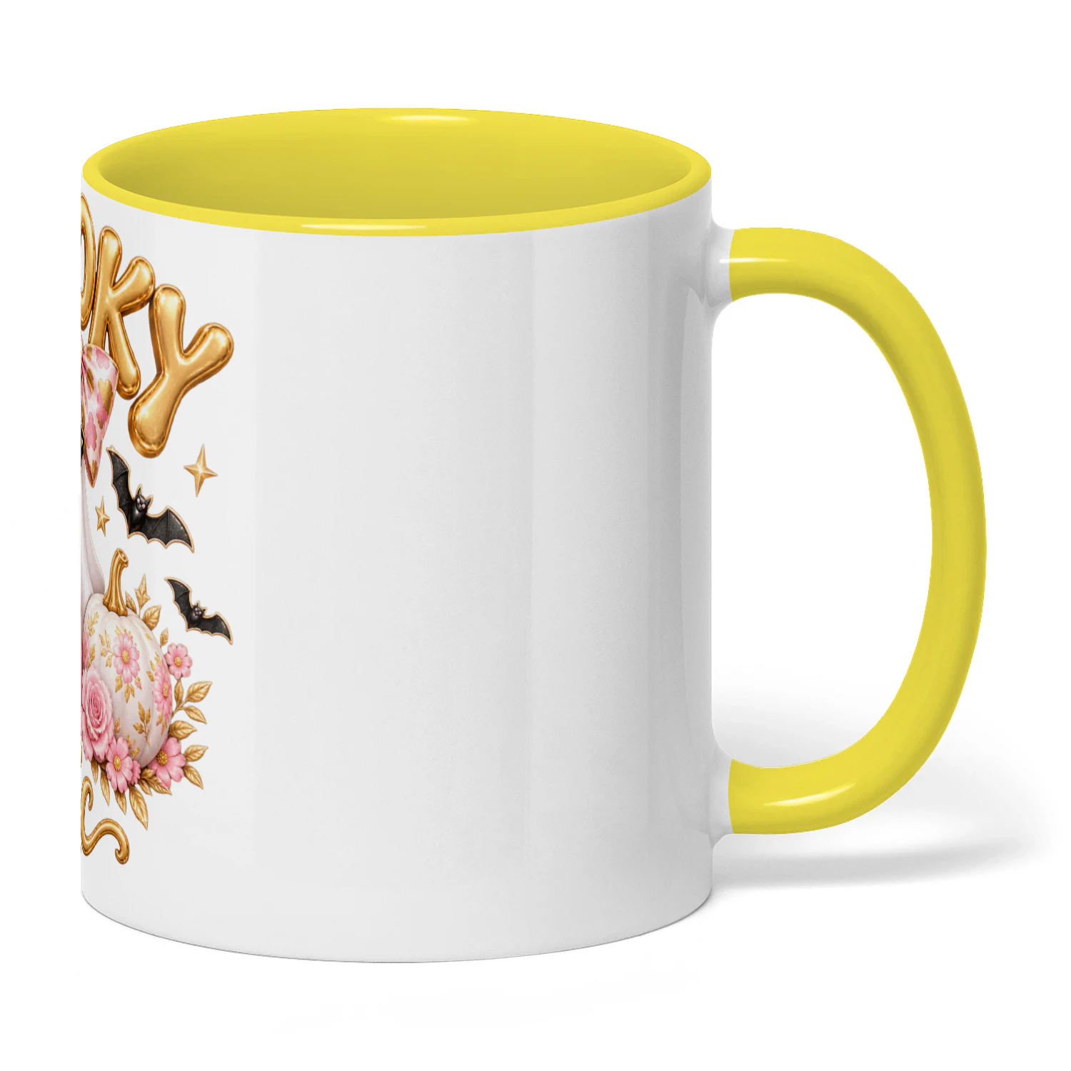 Spooky Chic Ghost Mug – Pink & Gold Halloween Coffee Cup – Cute Halloween Gift for Her