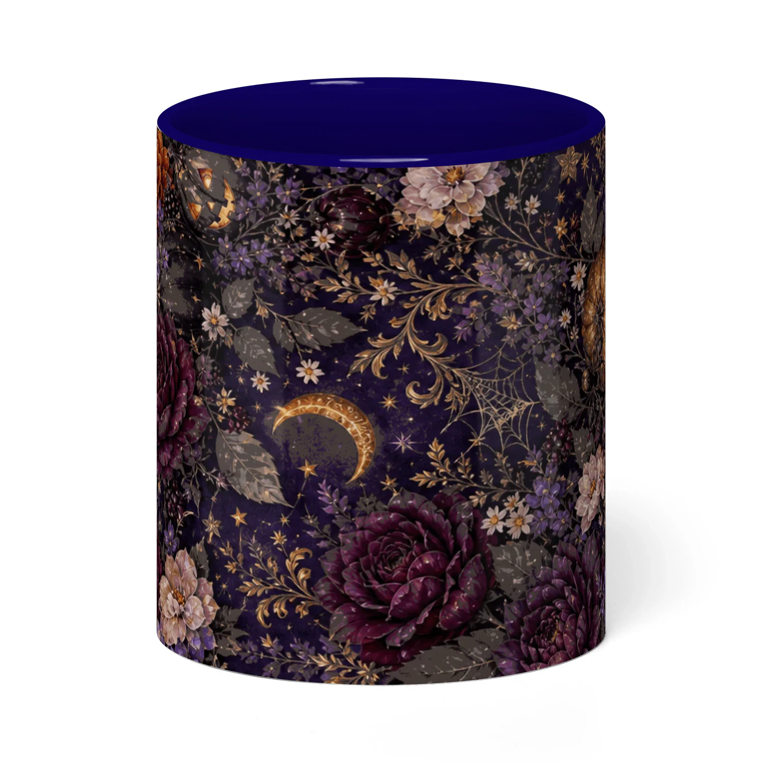 Dark Floral Witchy Mug, Gothic Moon Roses Coffee Cup, Moody Dark Academia Ceramic Gift Mug