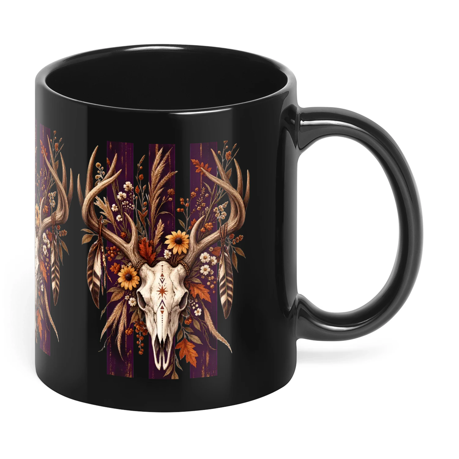 Autumn Deer Skull Shirt, Western Boho Antler Tee, Rustic Floral Skull T-Shirt, Gothic Country Fall Graphic, Nature Lover Gift