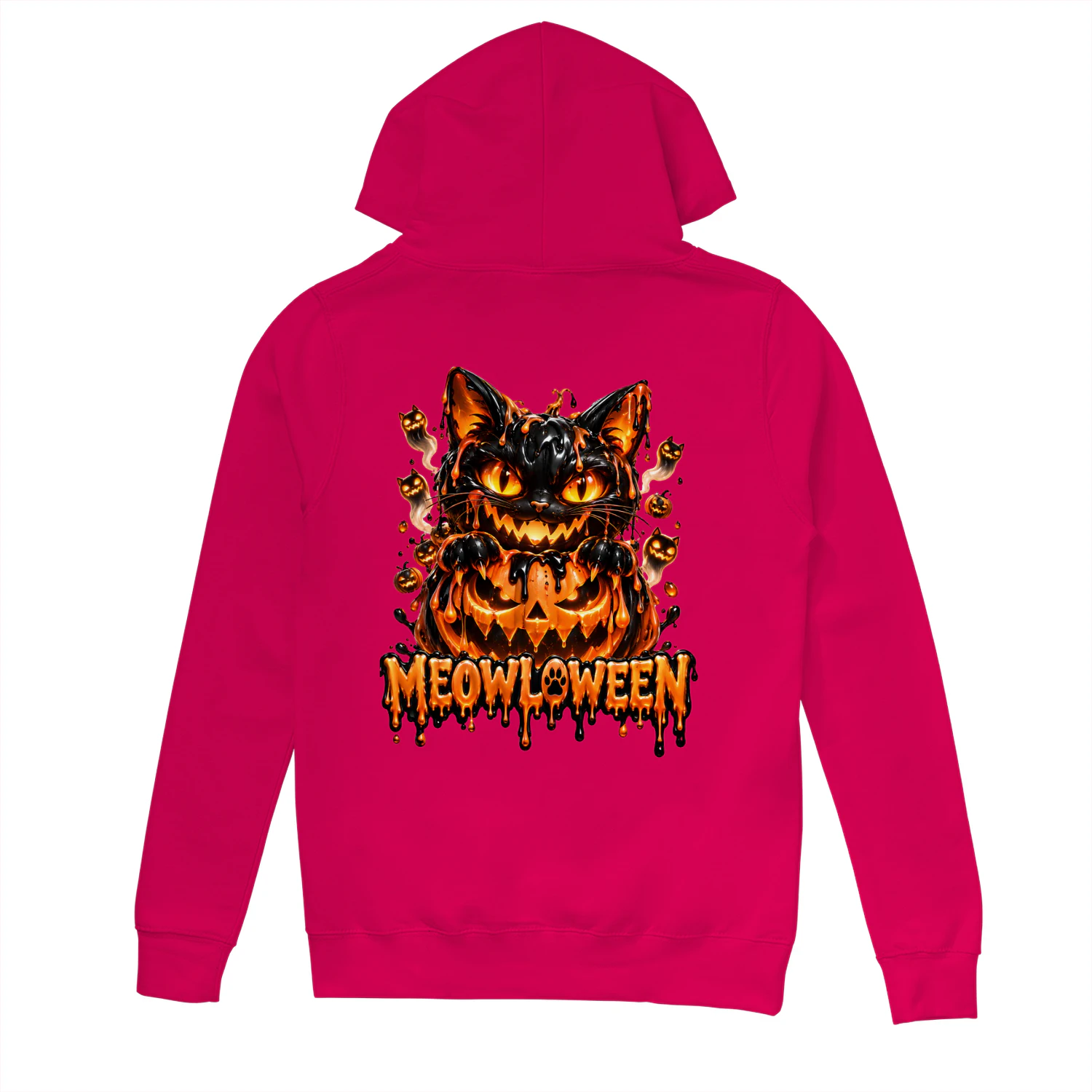 MEOWLOWEEN Black Cat Pumpkin Halloween T-Shirt – Spooky Cat Jack O Lantern Graphic Tee