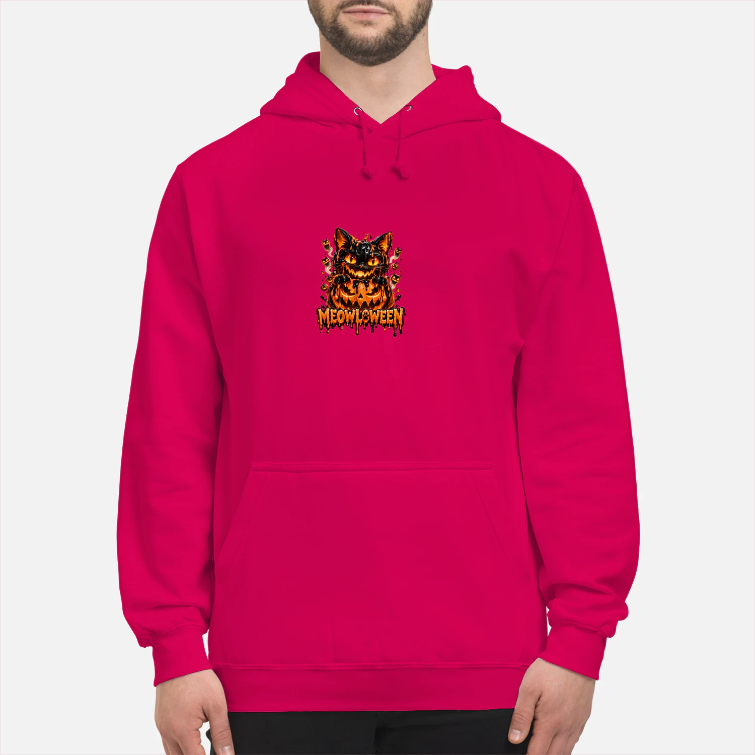 MEOWLOWEEN Black Cat Pumpkin Halloween T-Shirt – Spooky Cat Jack O Lantern Graphic Tee