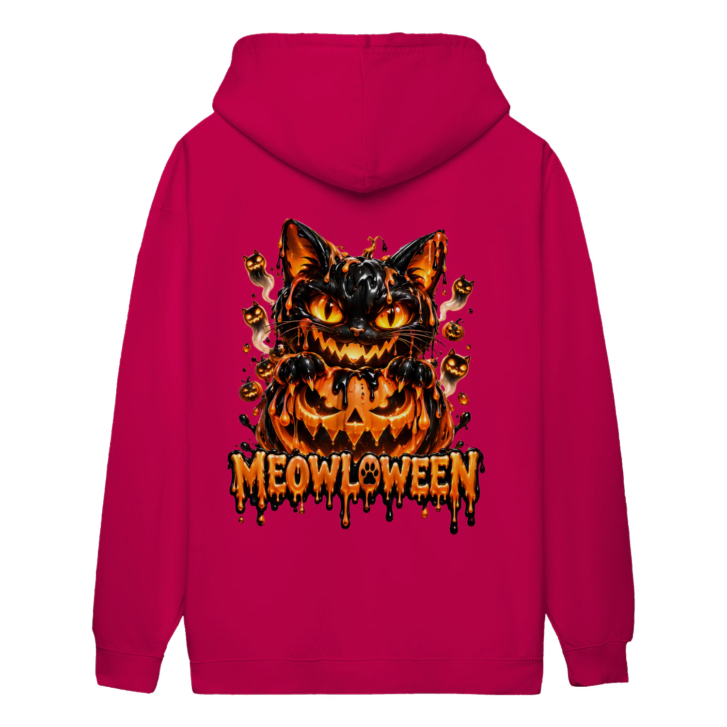 MEOWLOWEEN Black Cat Pumpkin Halloween T-Shirt – Spooky Cat Jack O Lantern Graphic Tee