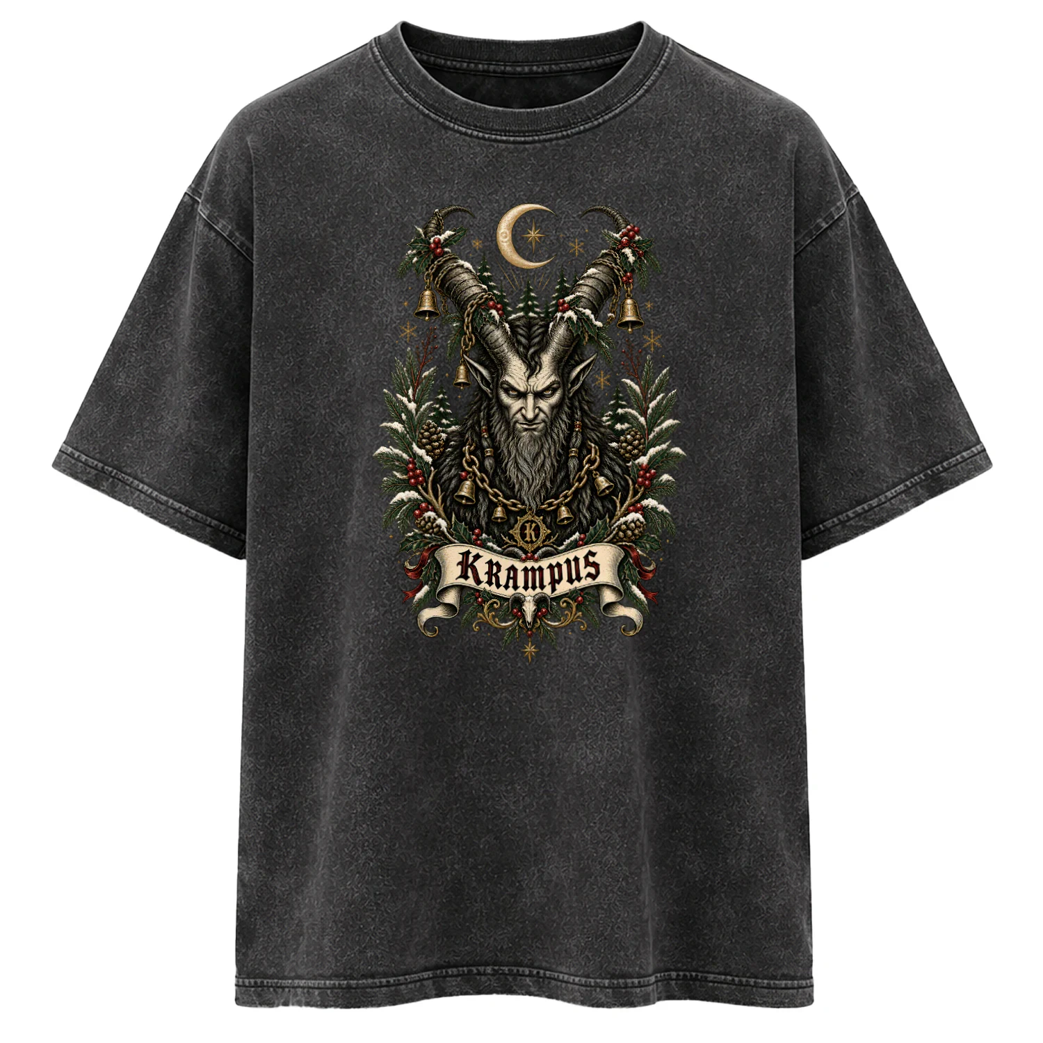 KRAMPUS Dark Folklore T-Shirt – Gothic Christmas Graphic Tee, Alpine Winter Mythology Shirt, Pagan Yule Horror Design