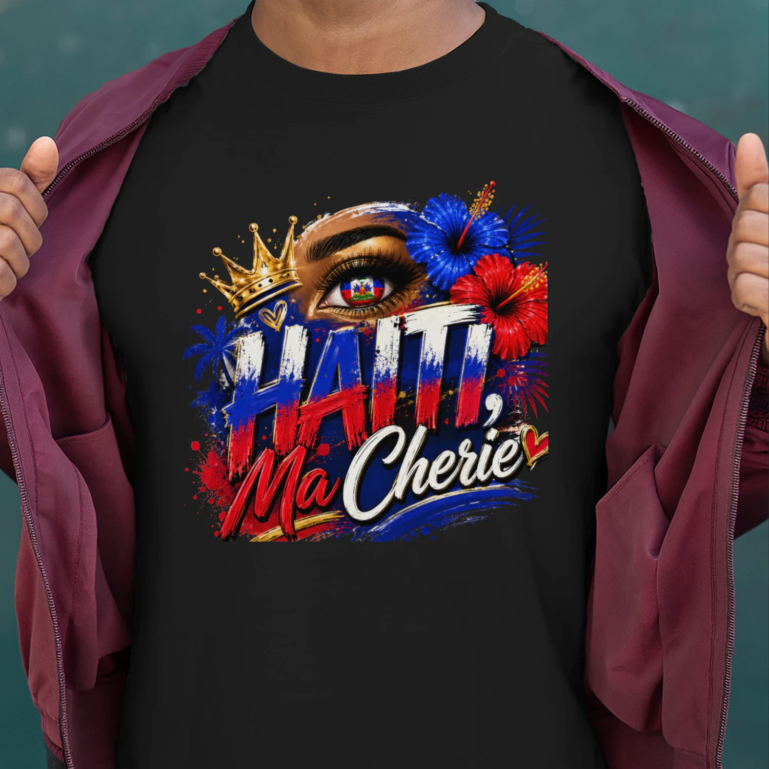 Haitian Pride Shirt | Haiti Ma Chérie Black T-Shirt
