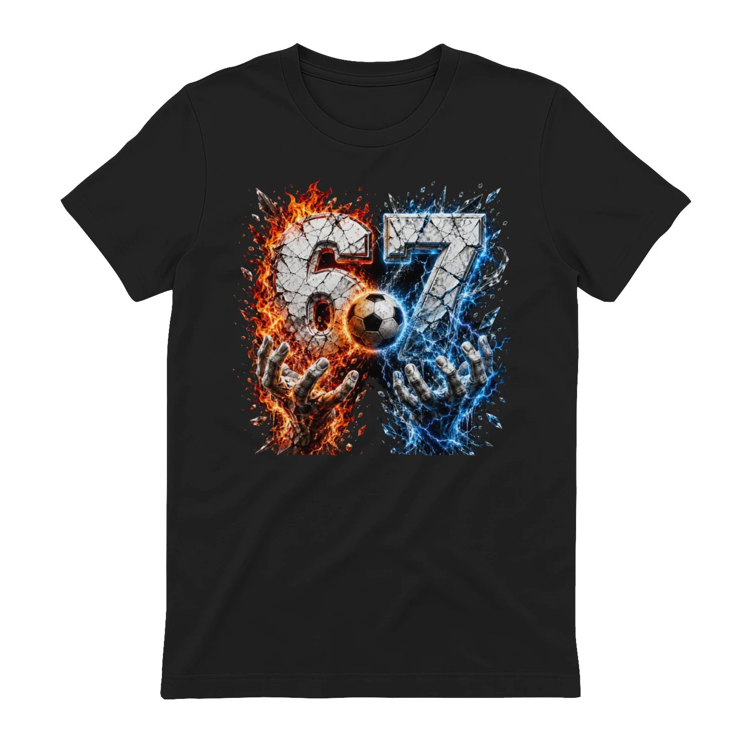 67 Game Day Shirt, Fire and Lightning Soccer Tee, Number 67 Athlete Gift