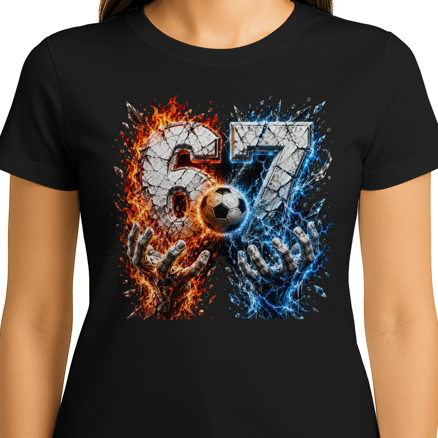 67 Game Day Shirt, Fire and Lightning Soccer Tee, Number 67 Athlete Gift