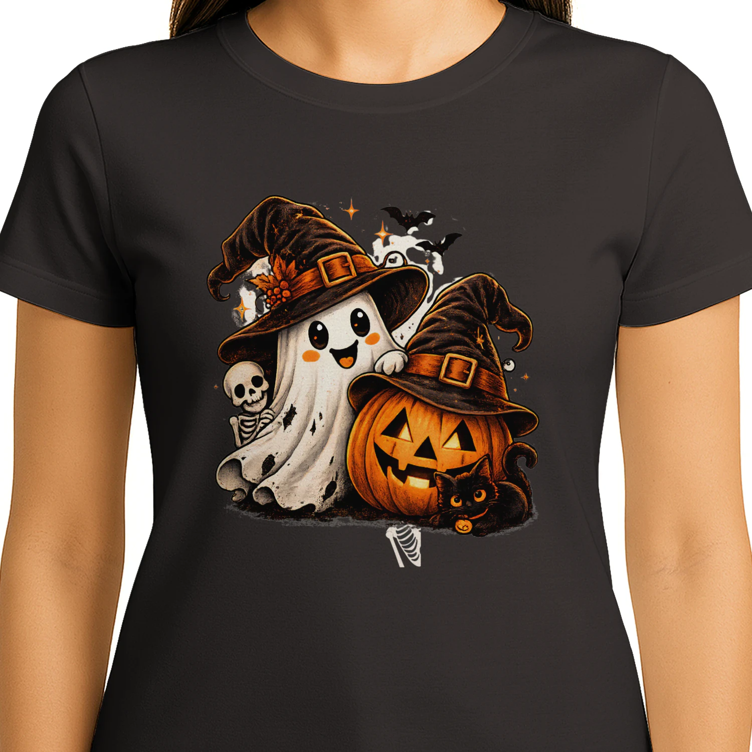 Halloween Ghost & Pumpkin Witch Hat PNG