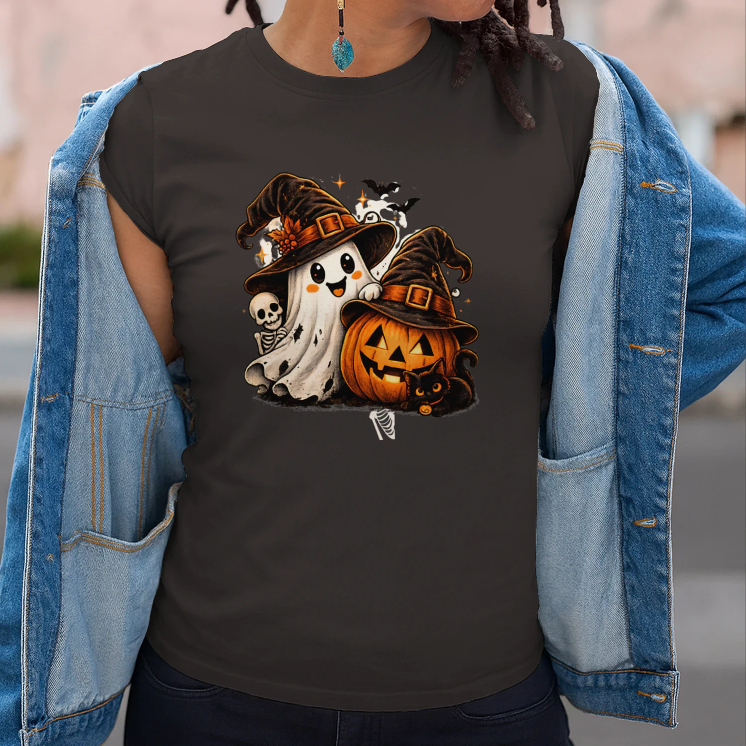 Halloween Ghost & Pumpkin Witch Hat PNG