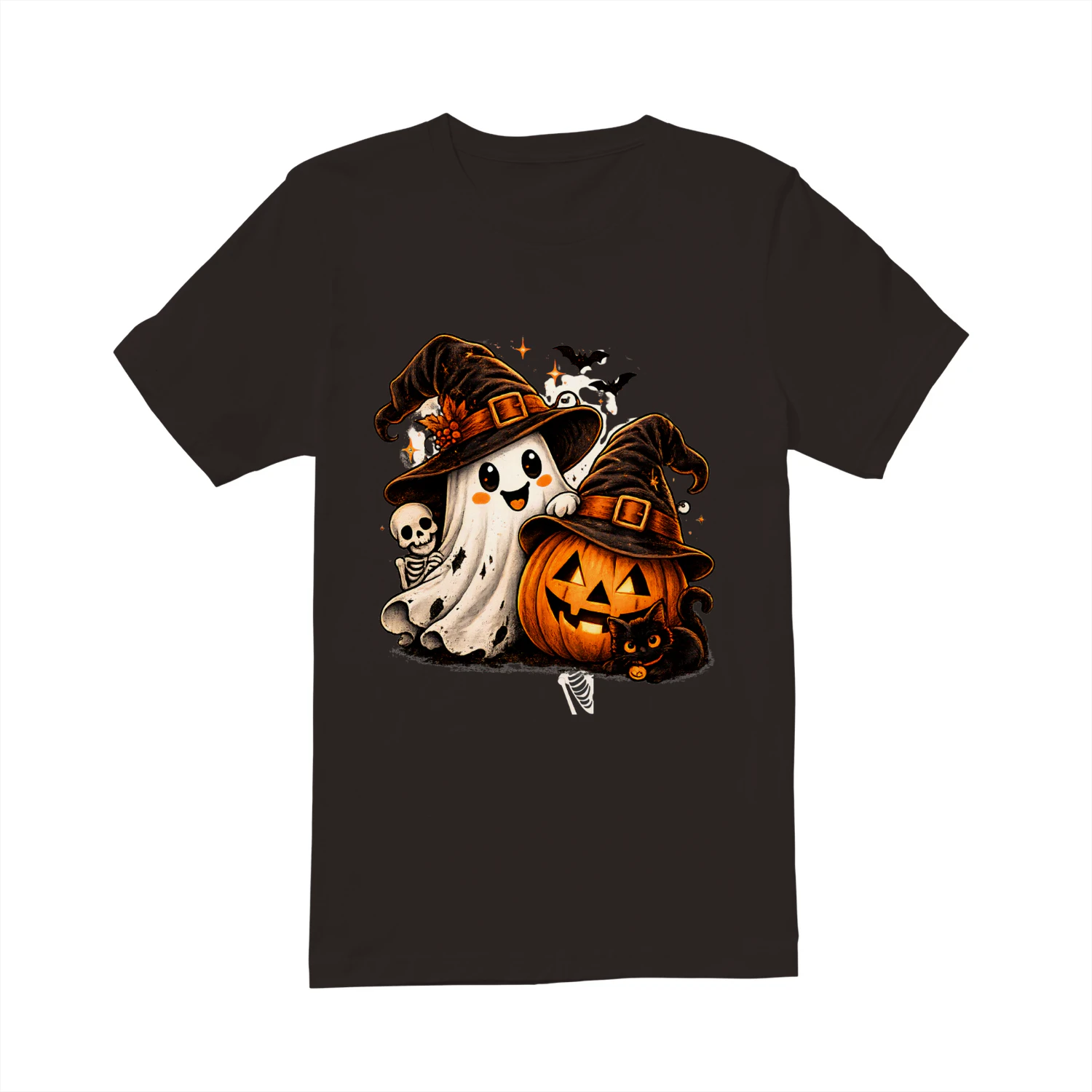 Halloween Ghost & Pumpkin Witch Hat PNG
