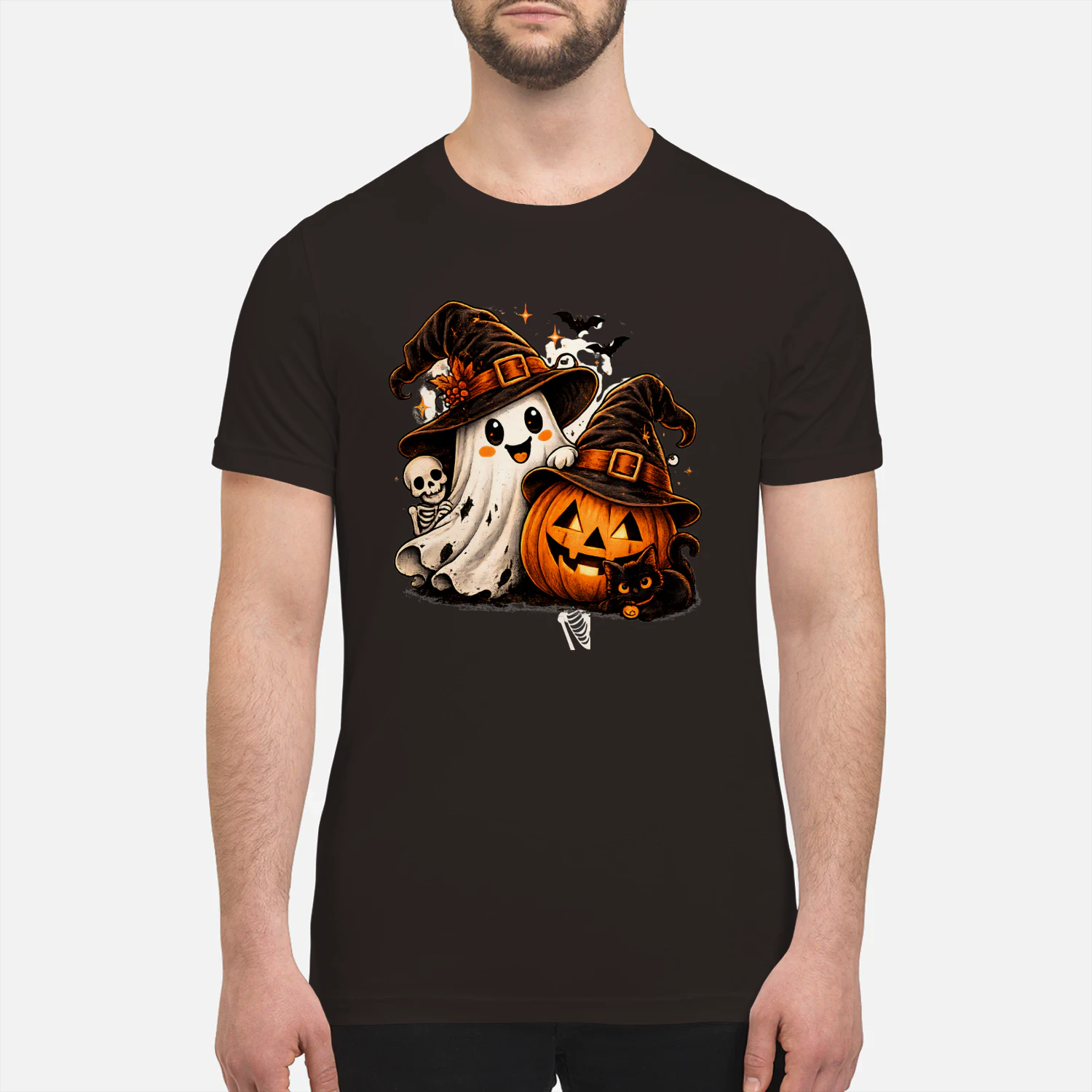 Halloween Ghost & Pumpkin Witch Hat PNG