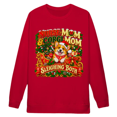 Nurse Mom & Corgi Mom Sleighing