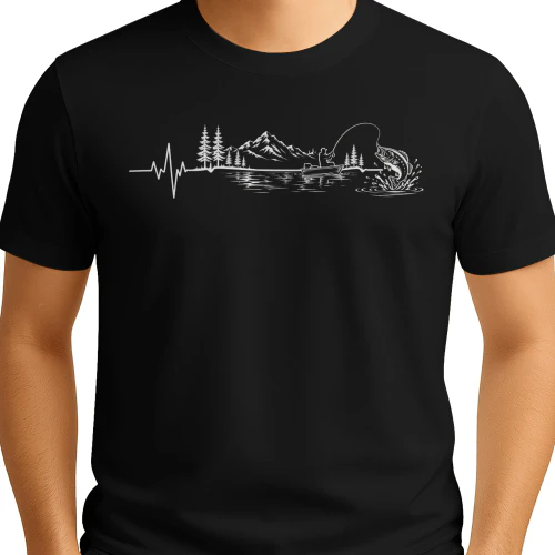 Bass Fishing Heartbeat Shirt | Fishing Angler Lake Life T-Shirt