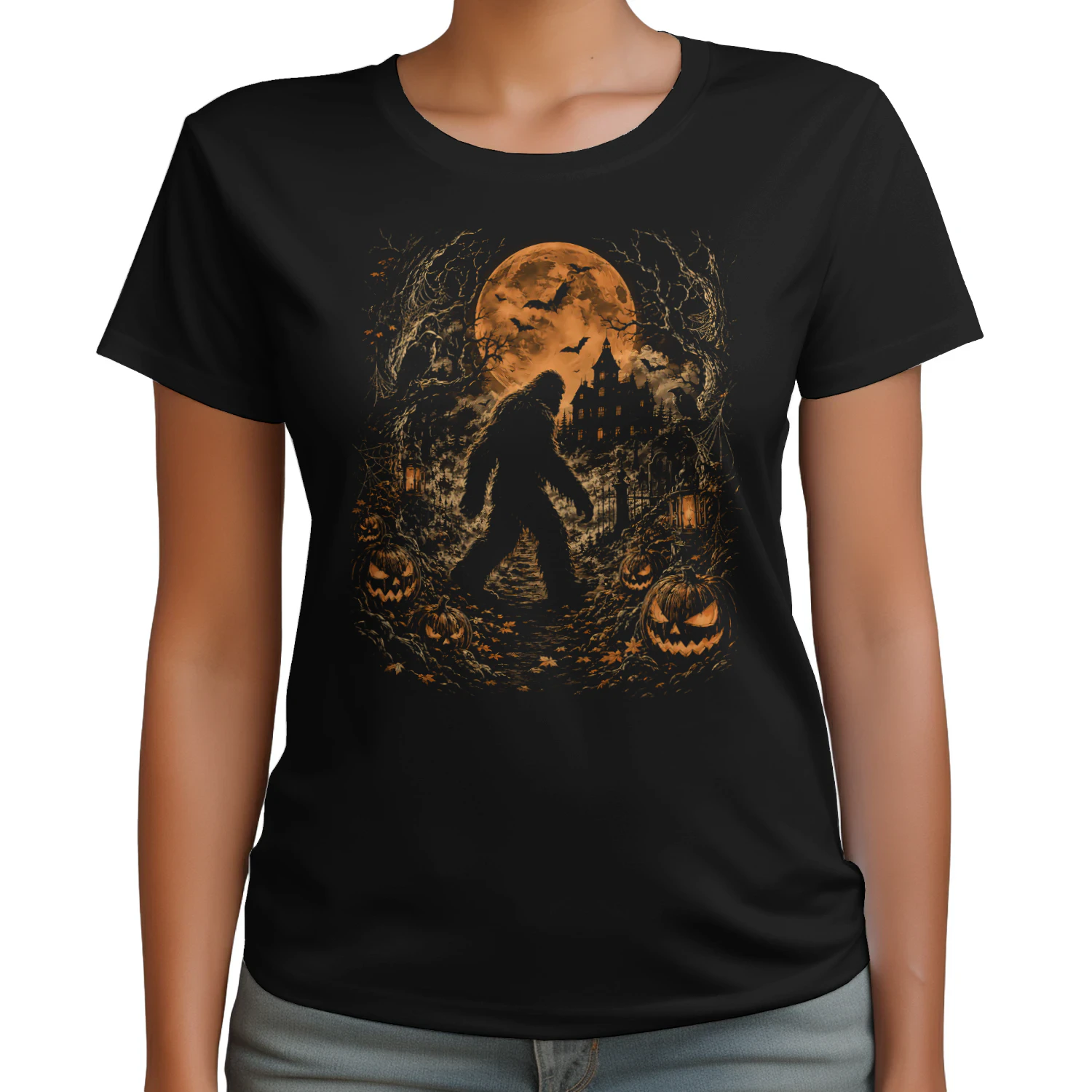 Bigfoot Halloween Vintage Sasquatch Spooky Shirt