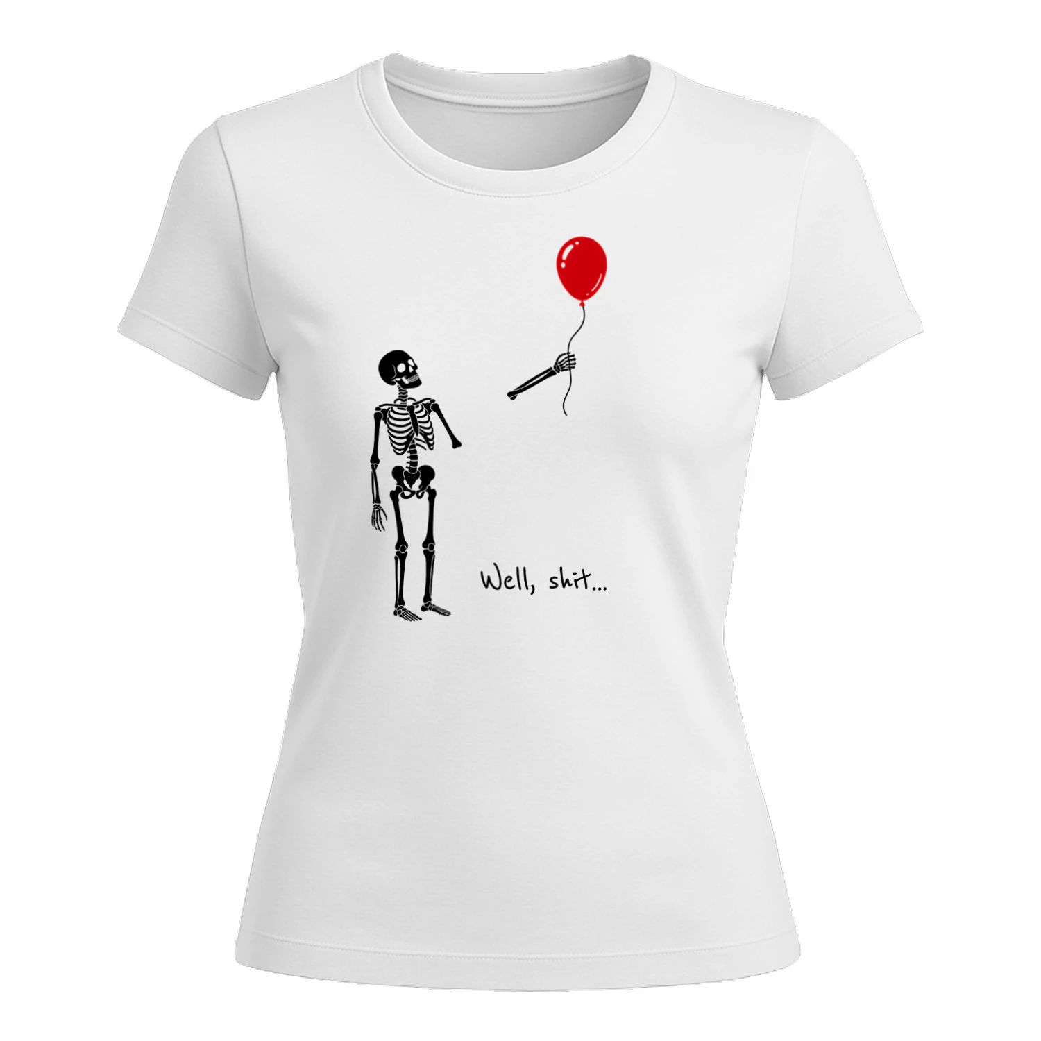 Skeleton Lost Red Balloon T-Shirt, Well Shit Funny Halloween Shirt