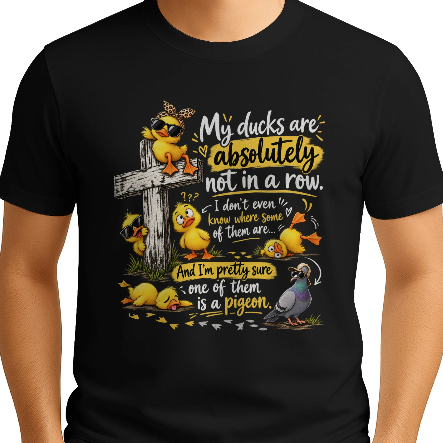 My Ducks Are Absolutely Not In A Row Funny Duck & Pigeon T-Shirt
