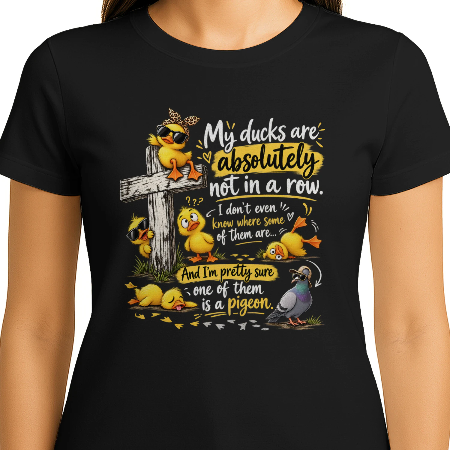 My Ducks Are Absolutely Not In A Row Funny Duck & Pigeon T-Shirt