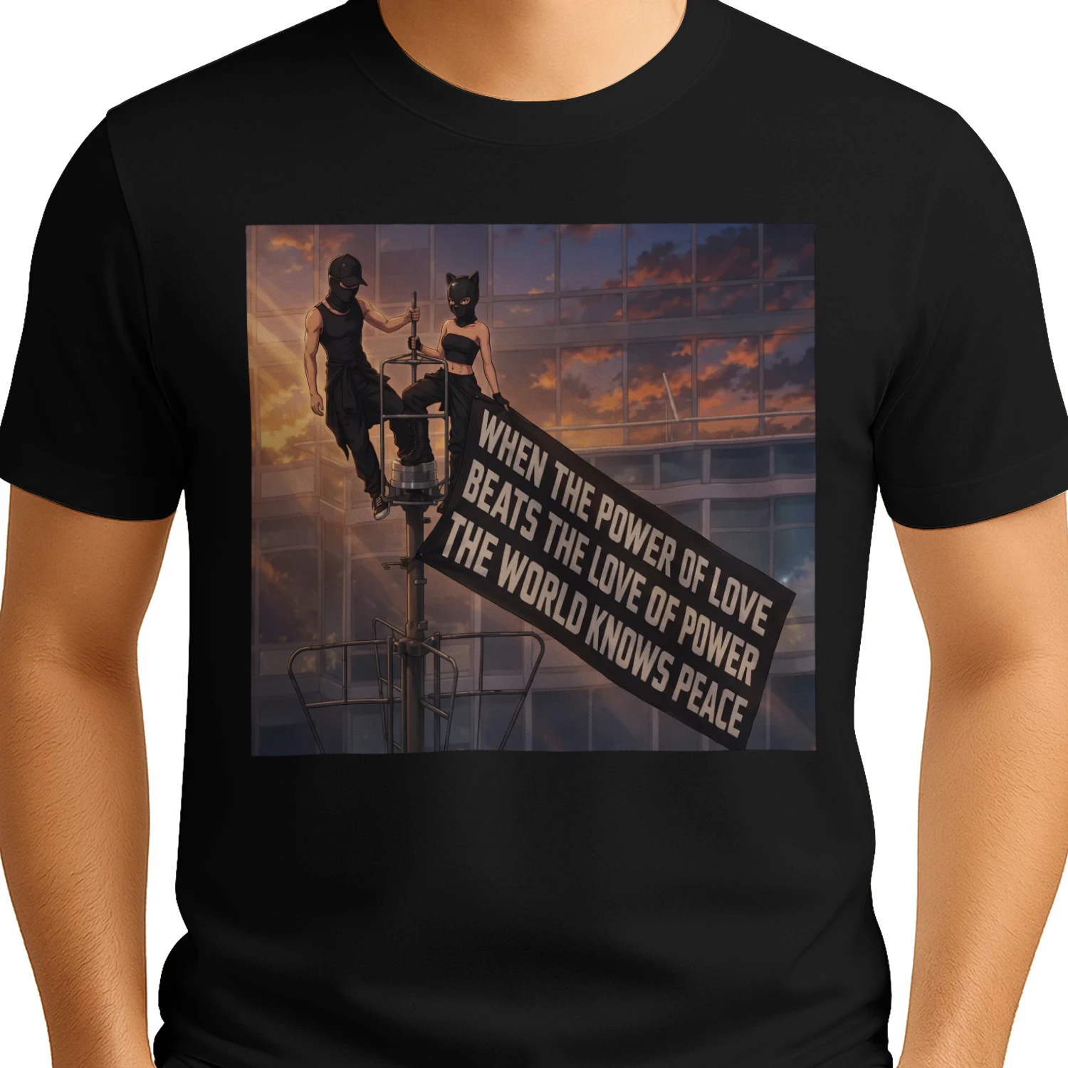 When the Power of Love Beats the Love of Power the World Knows Peace T-Shirt | Empire State Building | Angela Nikolau & Ivan Beerkus Graphic Tee