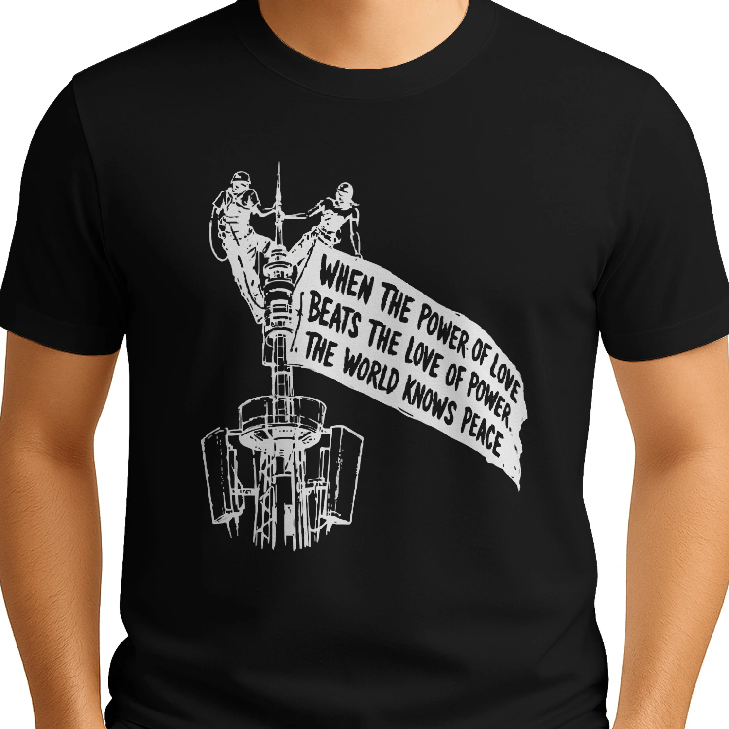 When the Power of Love Beats the Love of Power the World Knows Peace T-Shirt | Empire State Building | Angela Nikolau & Ivan Beerkus Graphic Tee