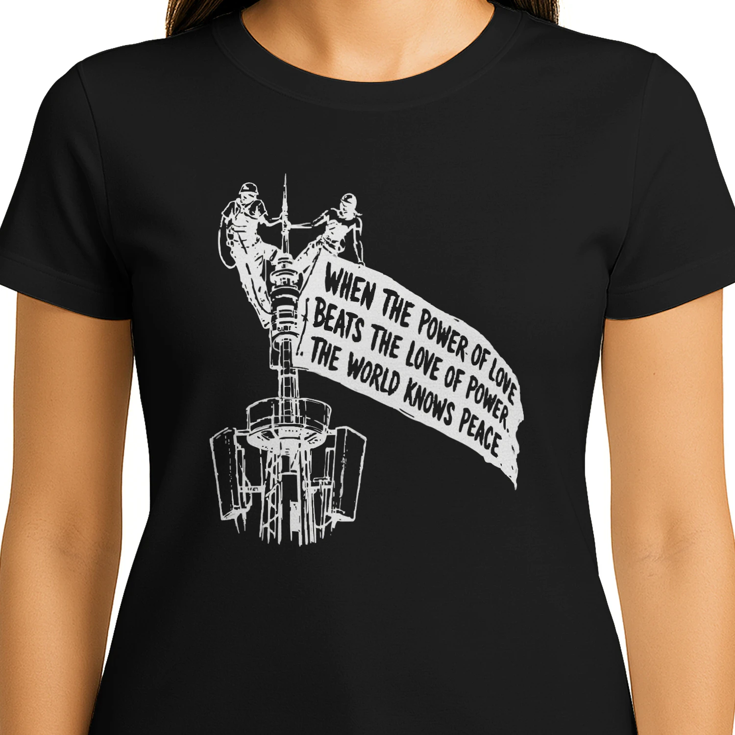 When the Power of Love Beats the Love of Power the World Knows Peace T-Shirt | Empire State Building | Angela Nikolau & Ivan Beerkus Graphic Tee