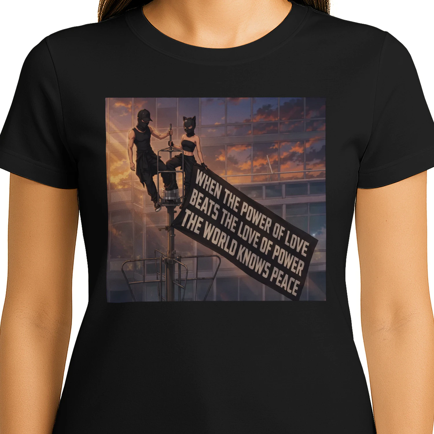 When the Power of Love Beats the Love of Power the World Knows Peace T-Shirt | Empire State Building | Angela Nikolau & Ivan Beerkus Graphic Tee
