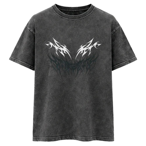 Gothic Smile Acid Wash Tee - EU