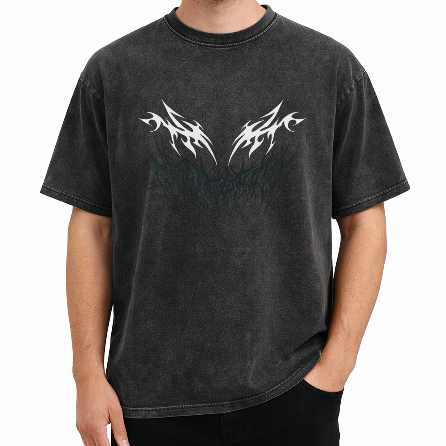 The "Gothic Smile" Premium Acid Wash Tee