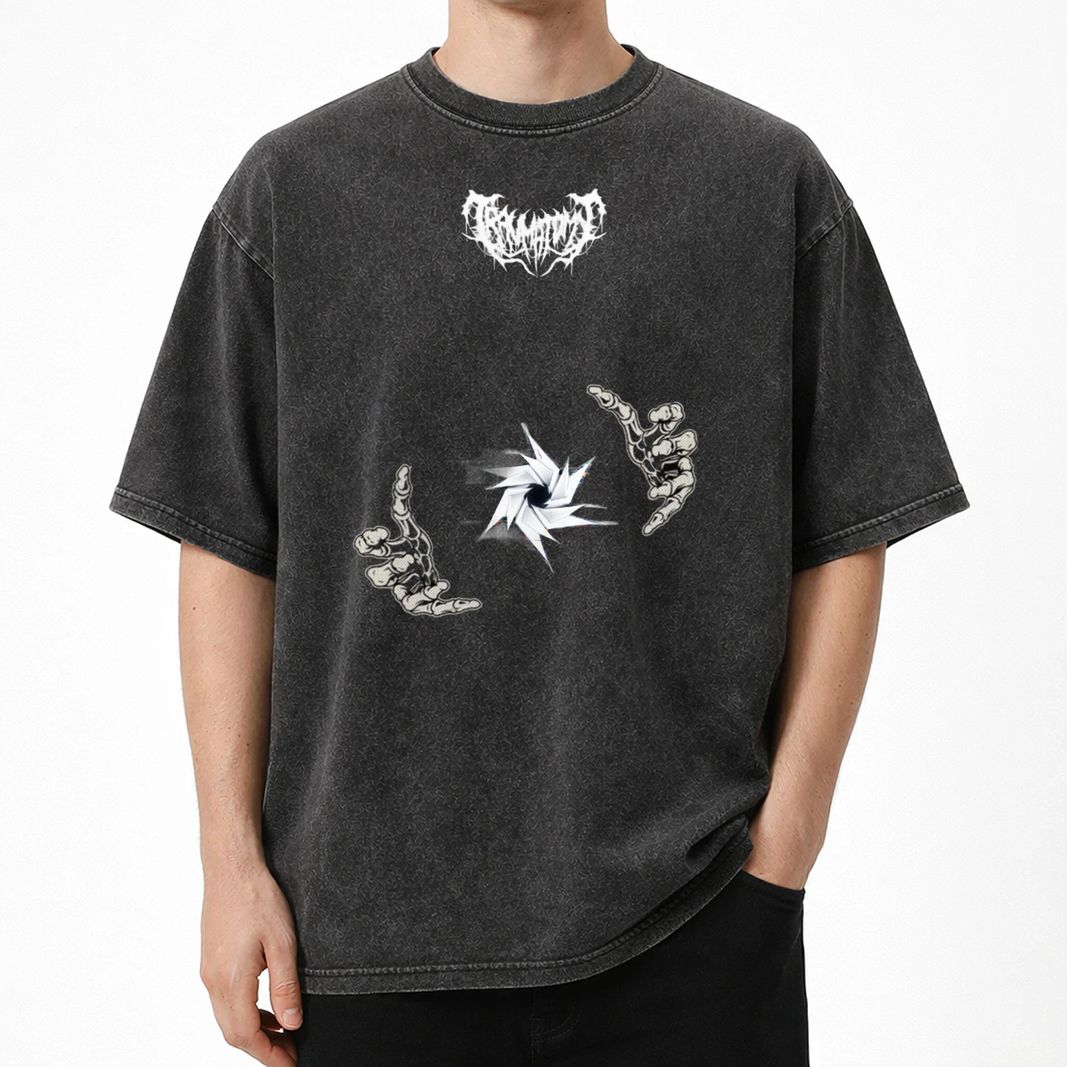 Cyber Sigil" Premium Acid Wash Oversized Tee