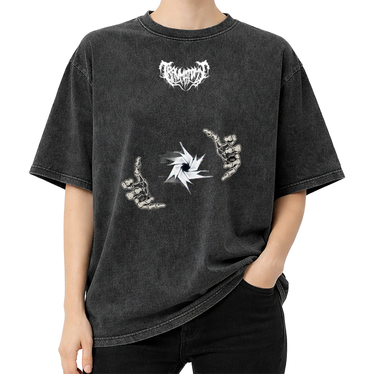 Cyber Sigil" Premium Acid Wash Oversized Tee
