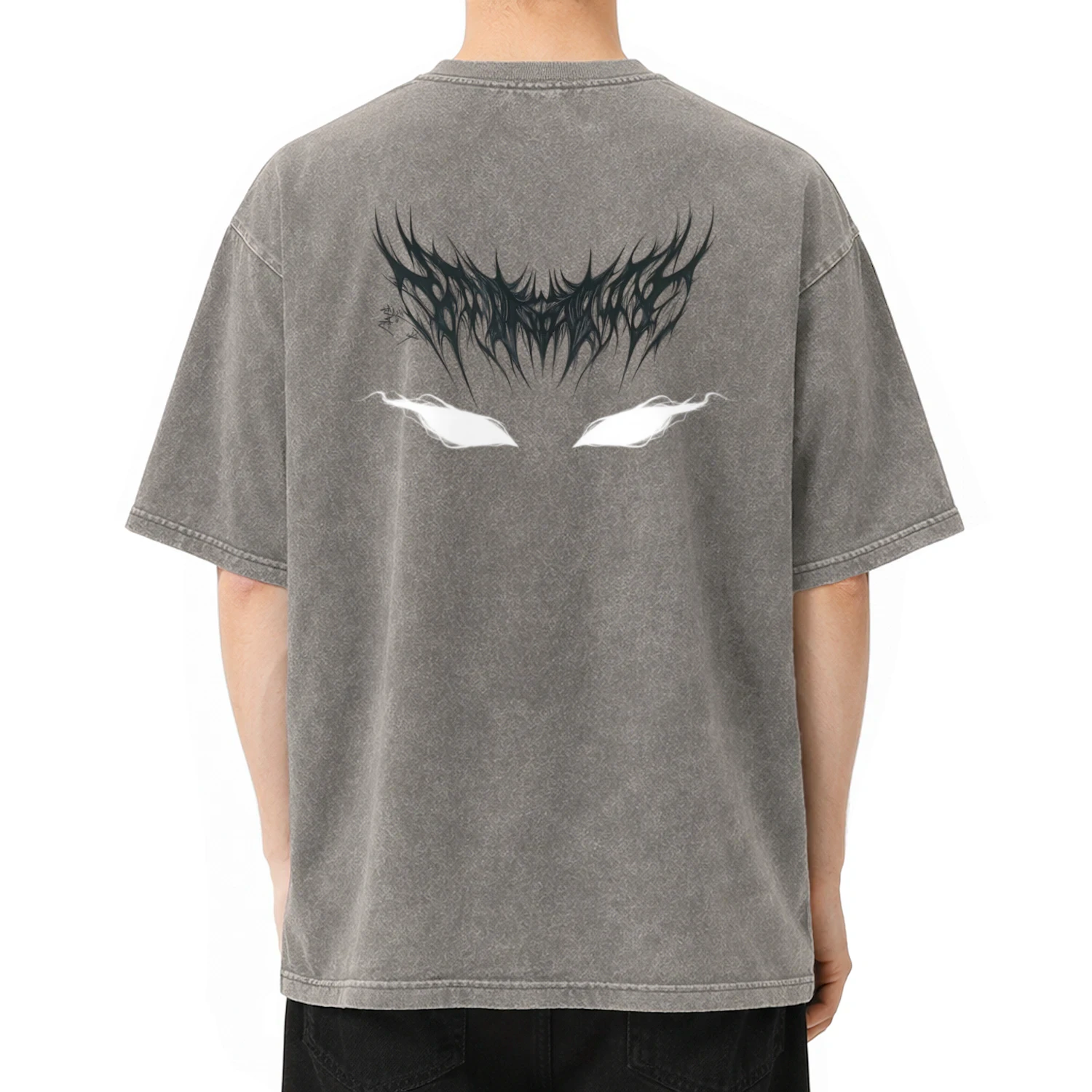 "Acid Darkness" - Oversized Premium T-Shirt mit Vintage Wash & Mystischem Motiv