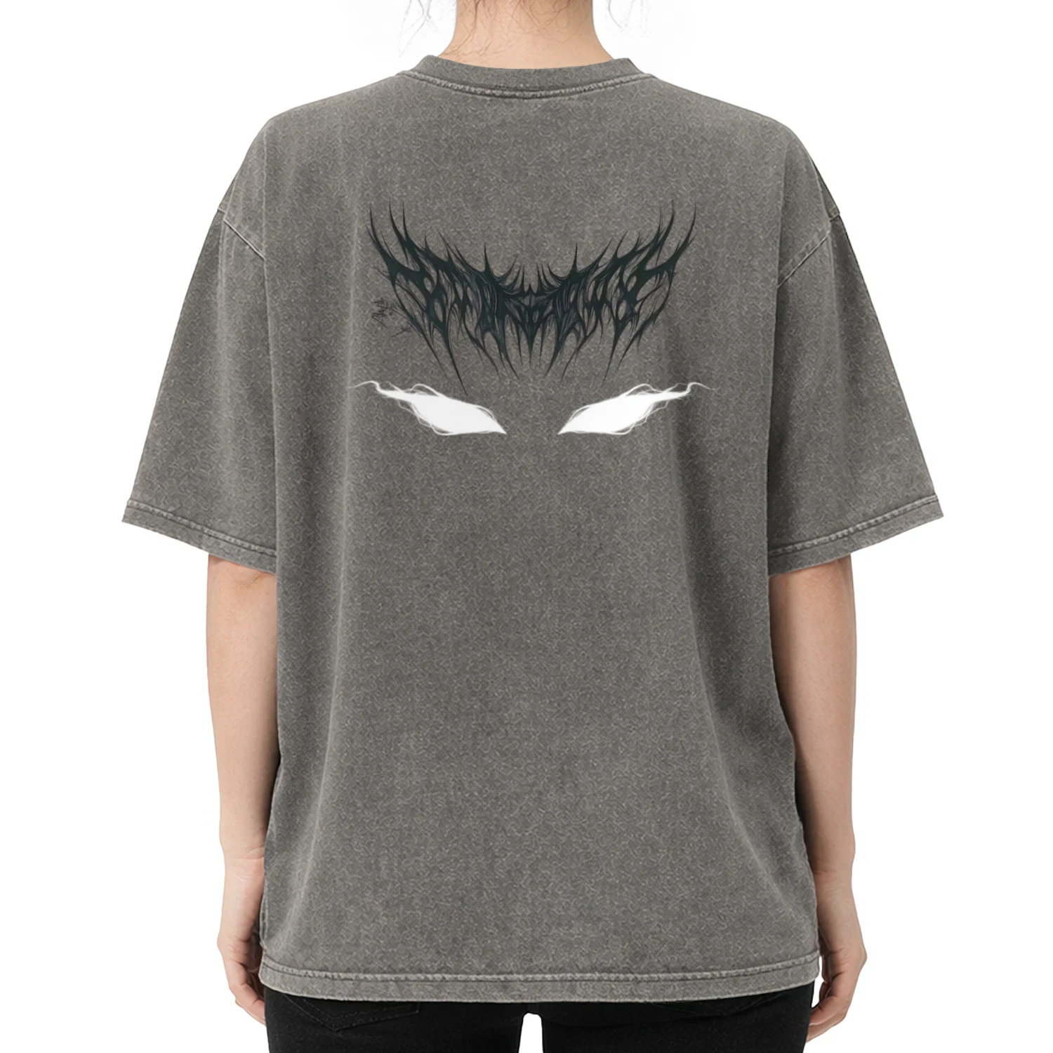 "Acid Darkness" - Oversized Premium T-Shirt mit Vintage Wash & Mystischem Motiv