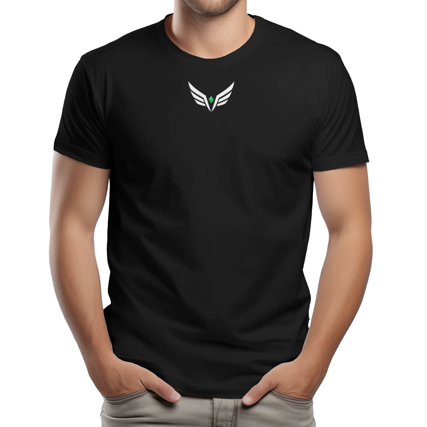 Design sans titre (1)Camiseta Negra Premium "Vertex Wings" - Estilo Minimalista Urbano