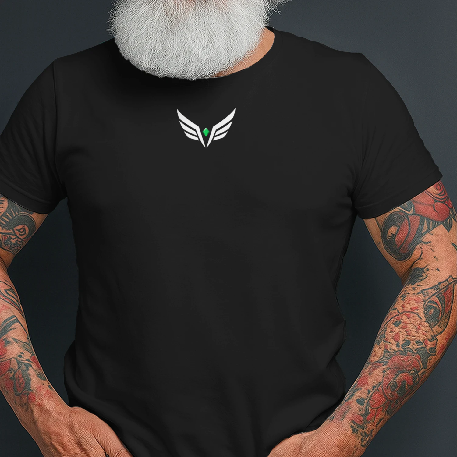 Design sans titre (1)Camiseta Negra Premium "Vertex Wings" - Estilo Minimalista Urbano