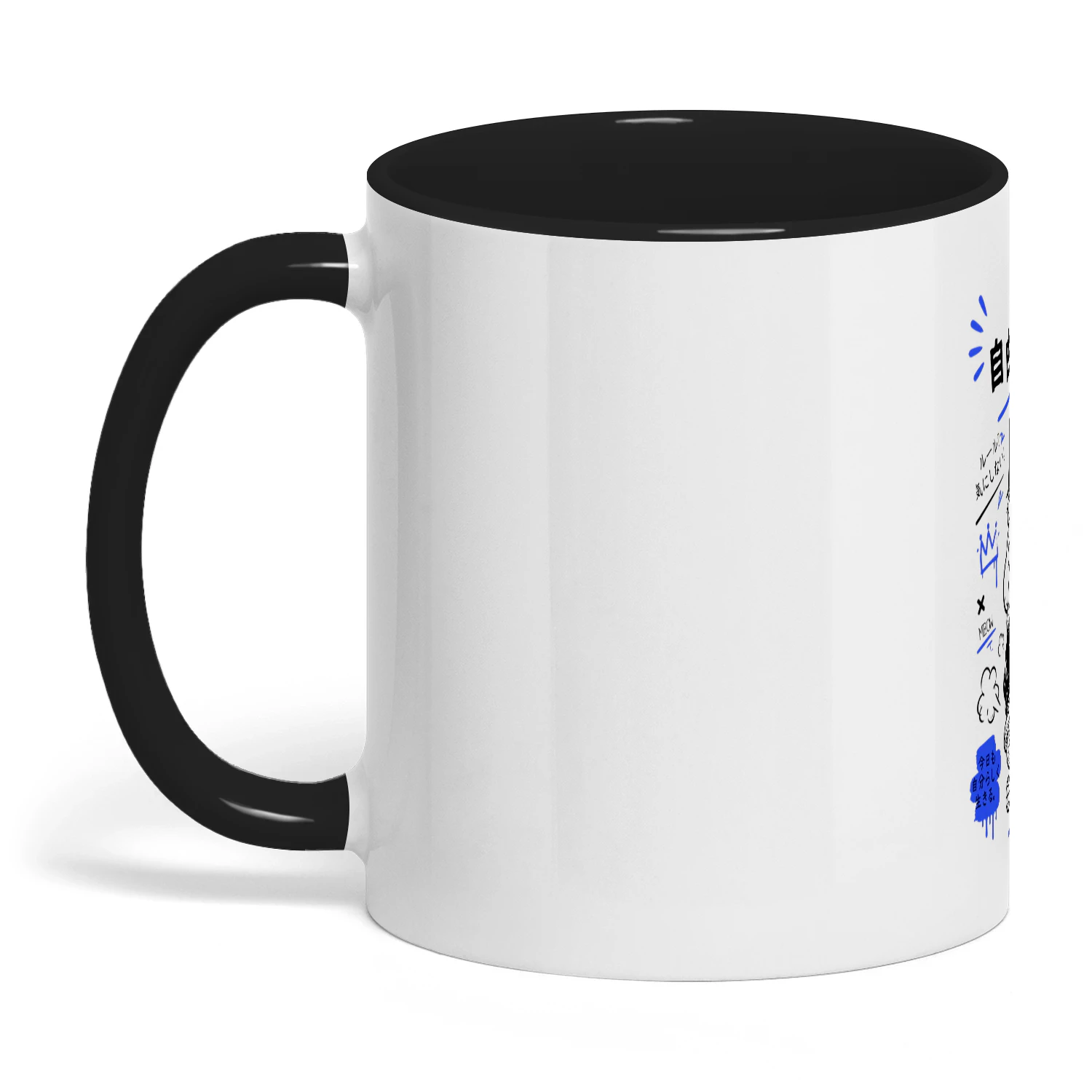 Luxury Cat Holding Rose Line ArtTwo-tone Ceramic Mug 11oz